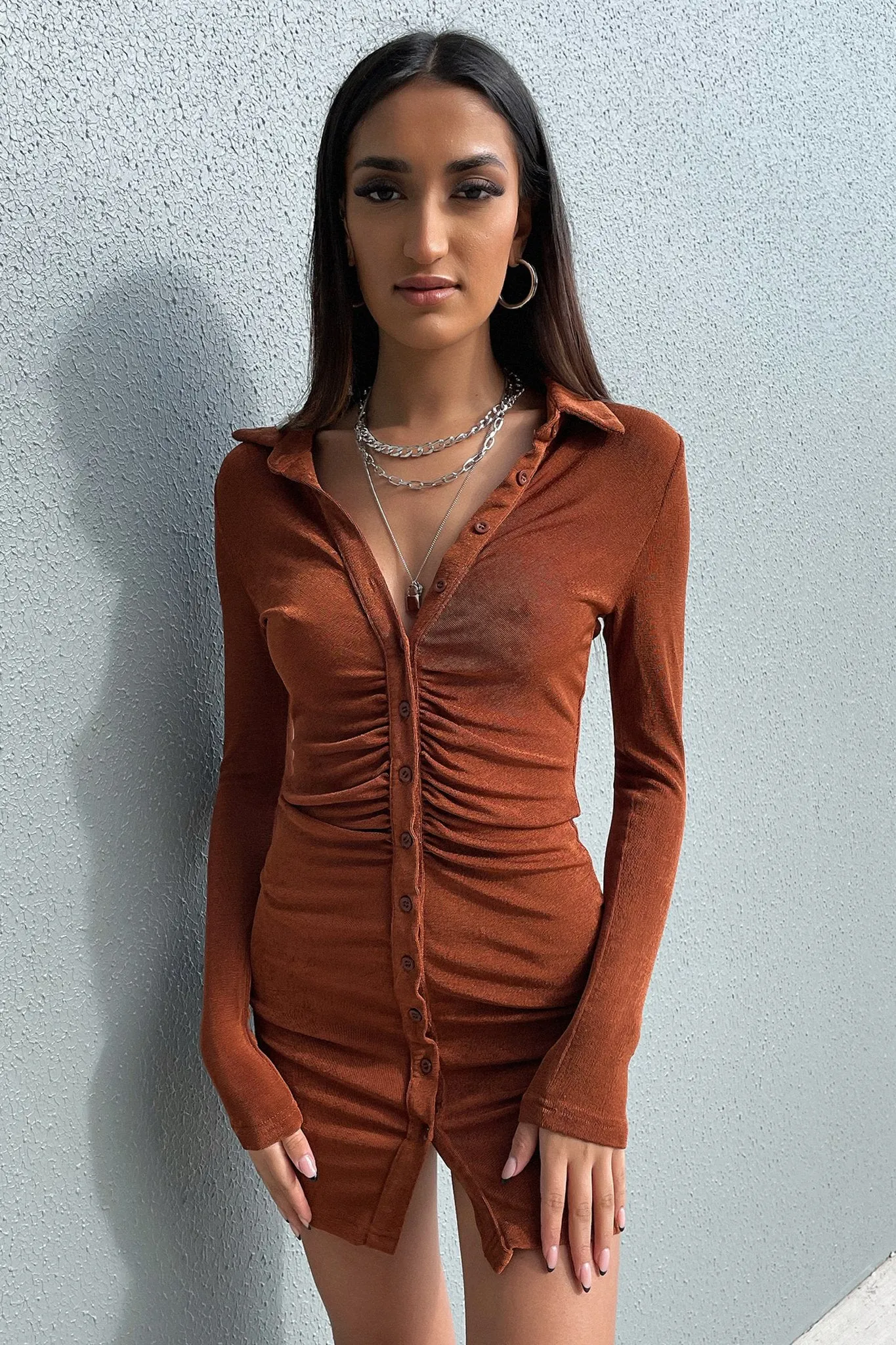 Trendy weekend dress Light and breezy mini Ishka Dress - Brown