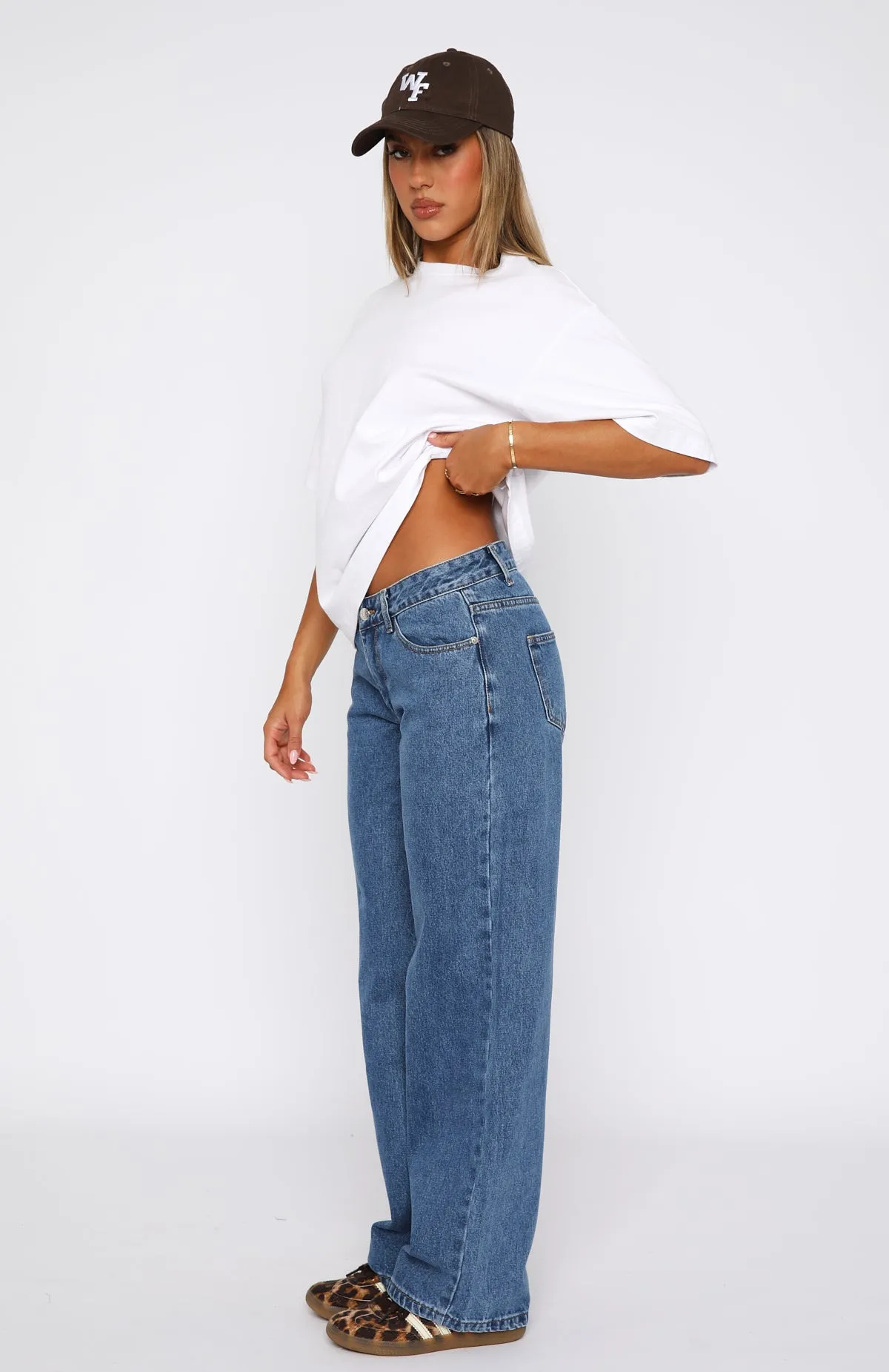 Summer Thin Bring The Style Low Rise Wide Leg Jeans Admiral Blue