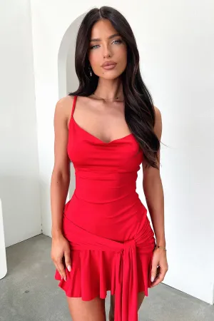 Angelina Cowl Neck Mini Dress - Red Star Edge Night Pop