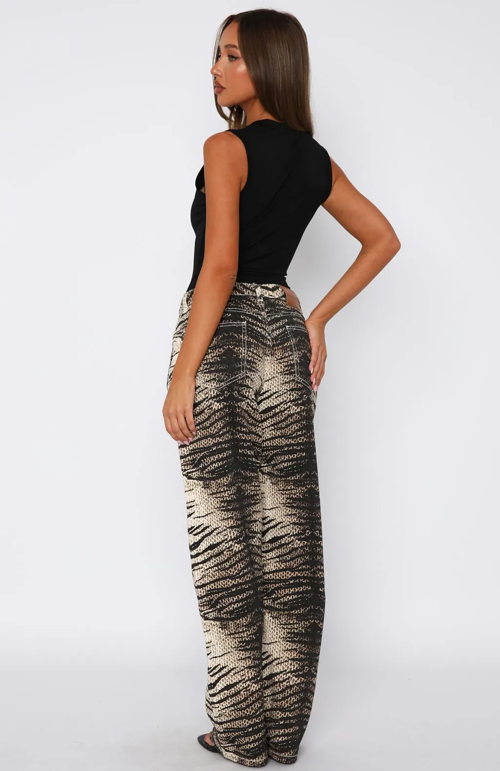 Sweat-absorbent Quick-drying Tokyo Low Rise Wide Leg Jeans Tiger Mirage