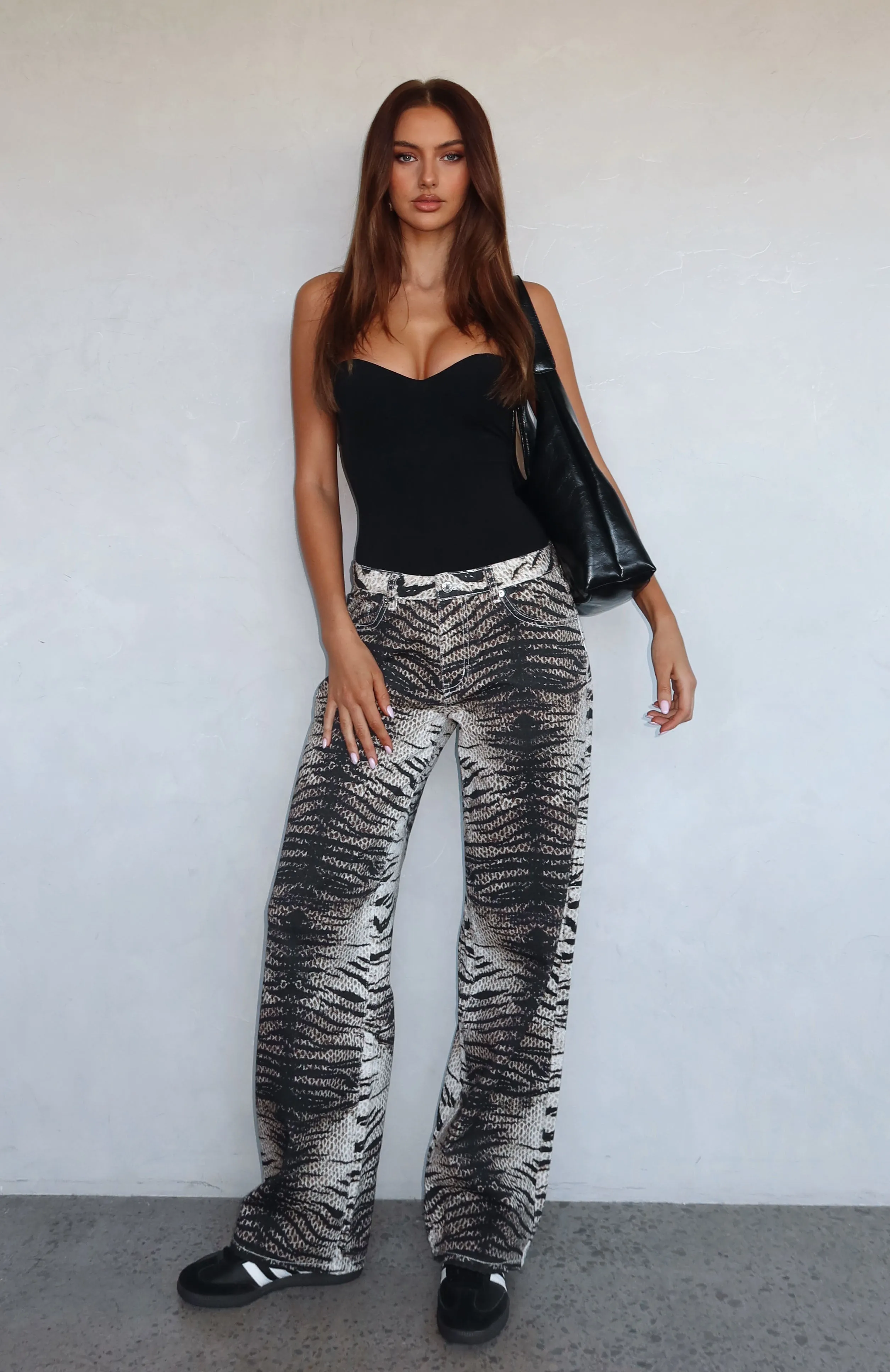 Sweat-absorbent Quick-drying Tokyo Low Rise Wide Leg Jeans Tiger Mirage