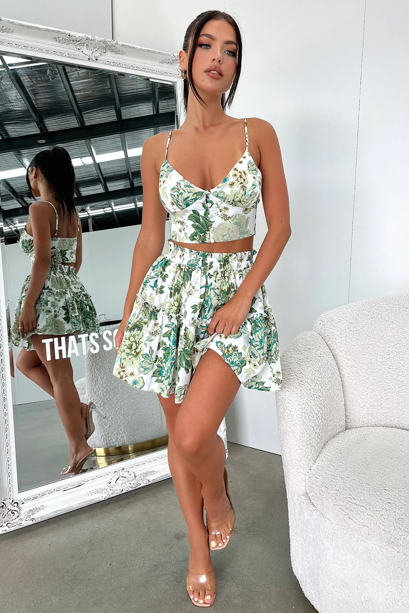 Tahan Crop - Green Floral Travel Lightness
