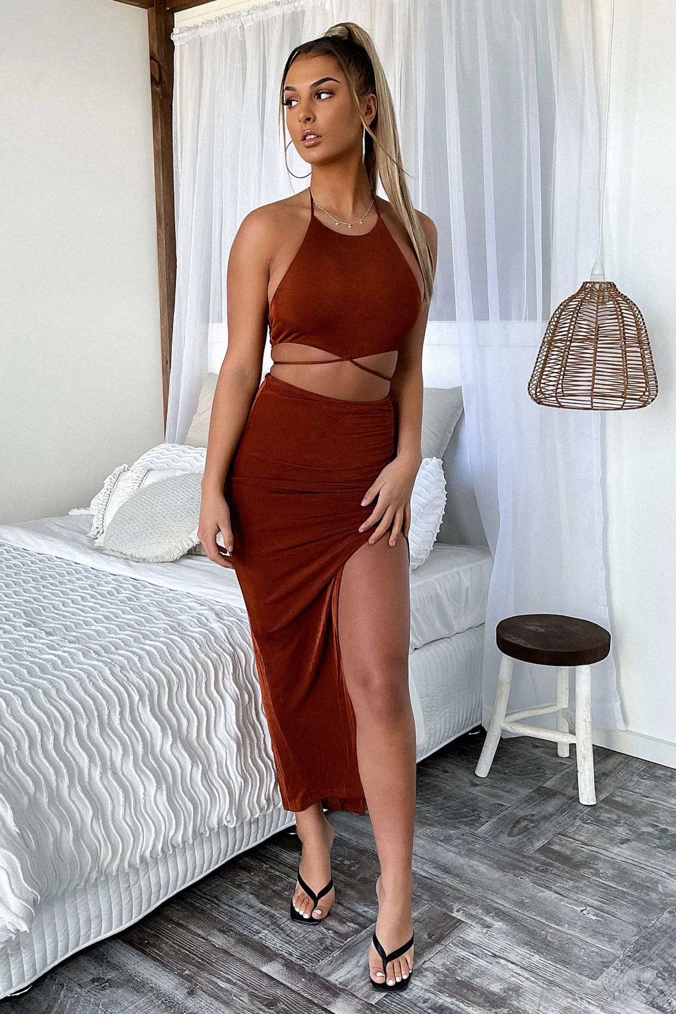 Tahlia Maxi Skirt - Brown Outdoor Ready