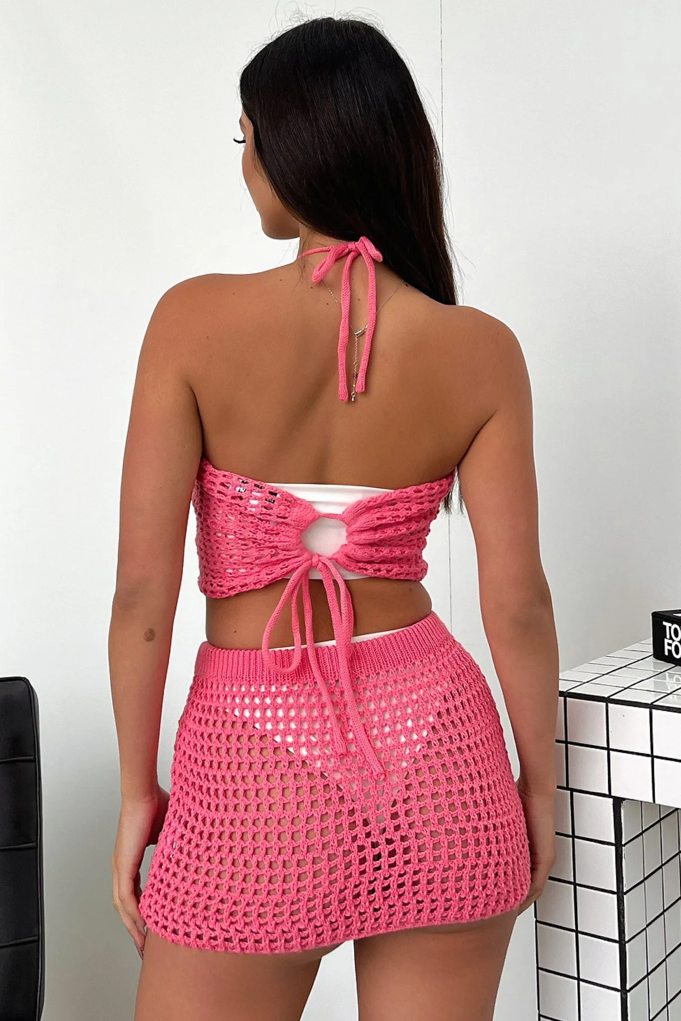 Talliyah Crop - Pink Crochet All Day Fit