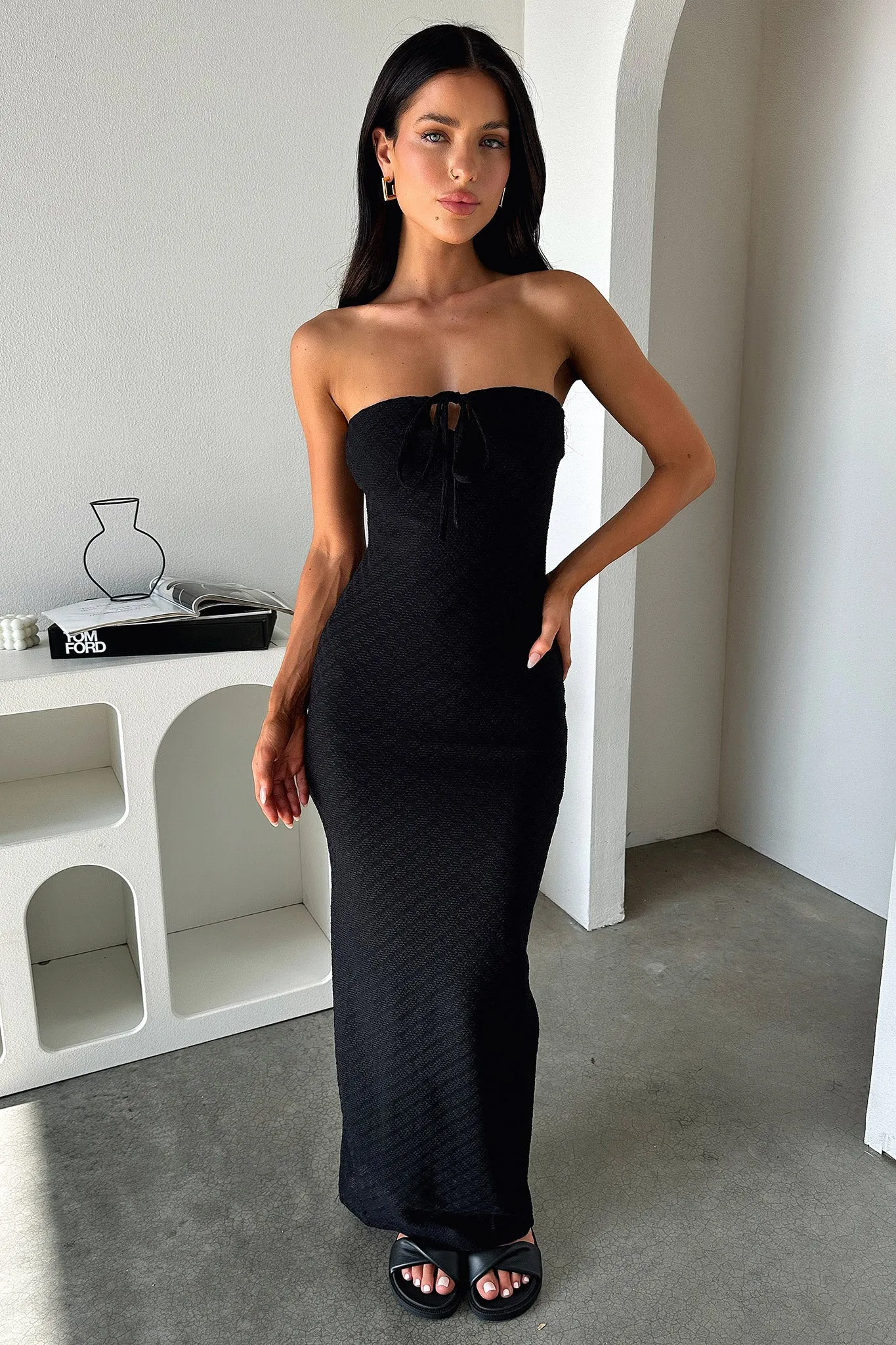 Tanvi Dress - Black Feather trim