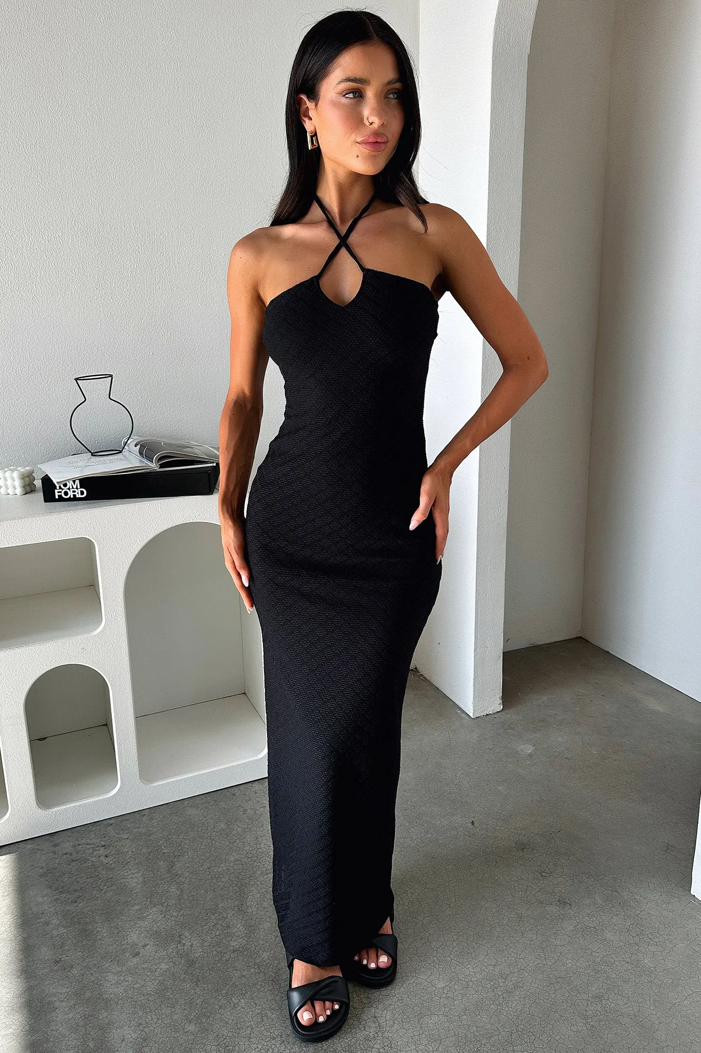 Tanvi Dress - Black Feather trim