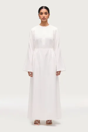 Cotton Blend Button Front Maxi Dress - White Easy Flow