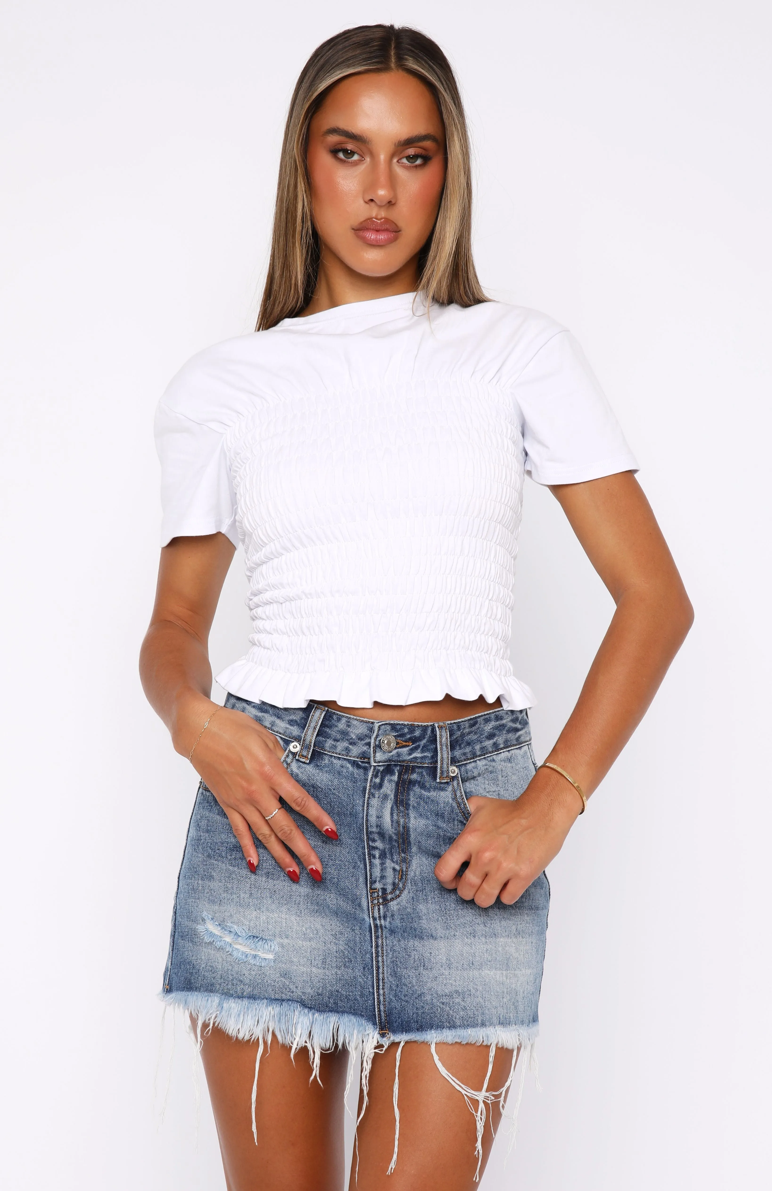 Thickened Cold-resistant Amelia Denim Mini Skirt Mid Blue Acid