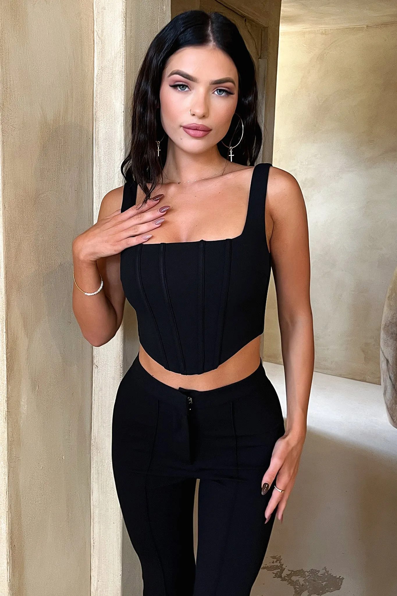 mass production Quick Flexible Token Corset Top - Black
