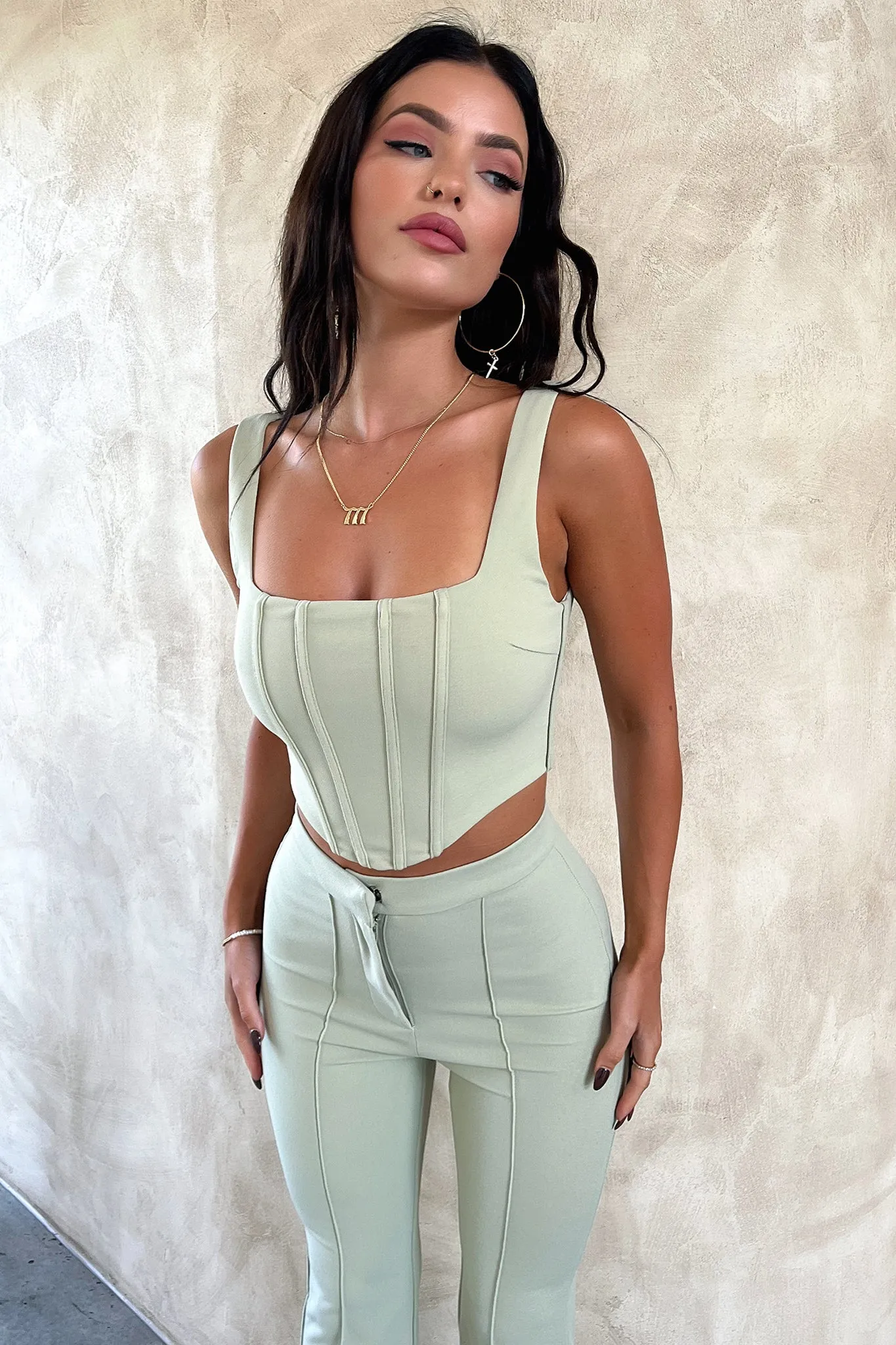 Token Flare Pants - Sage Adjustable Waistband