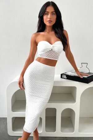Topaz Maxi Skirt - White Foil Print Emerging Designer