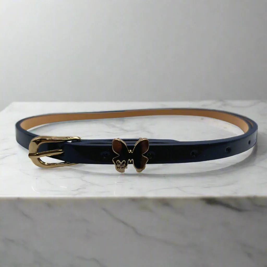 Vegan Leather Belt with Butterfly Accents Fashion Forward