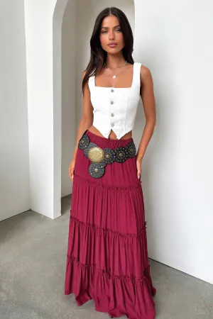 Urban Style Dunne Maxi Skirt - Burgundy