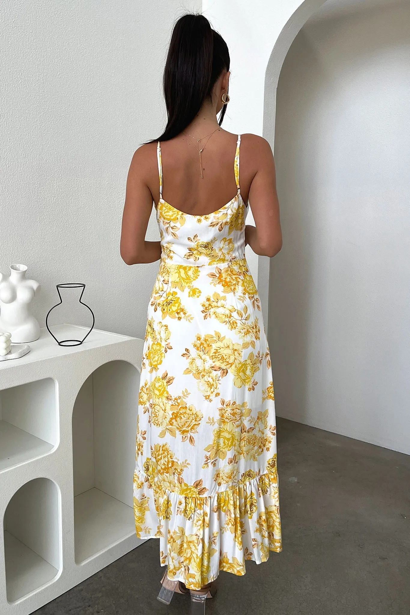 Trending Now Dilara Maxi Dress - Yellow Floral