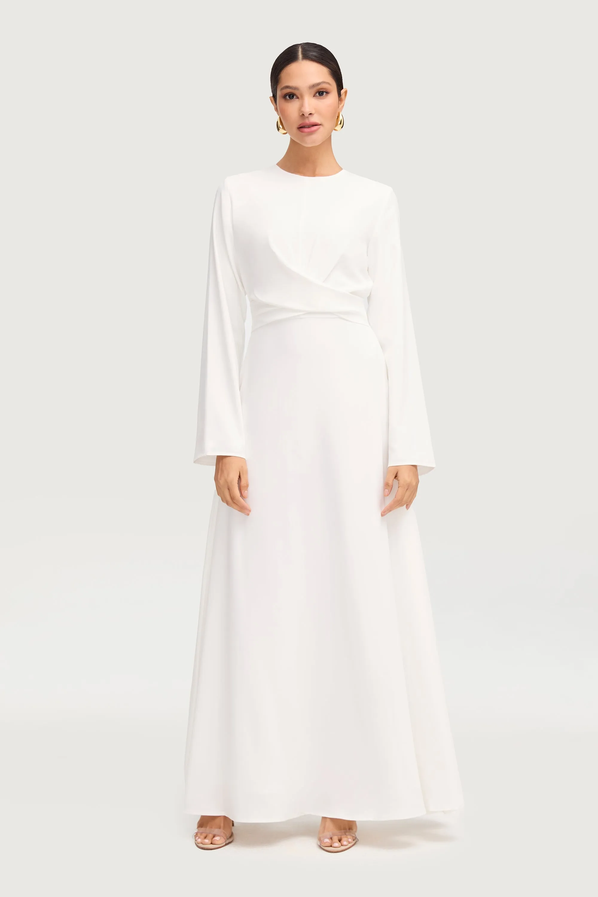 Ameena Cross Front Maxi Dress - White Daytime Fit