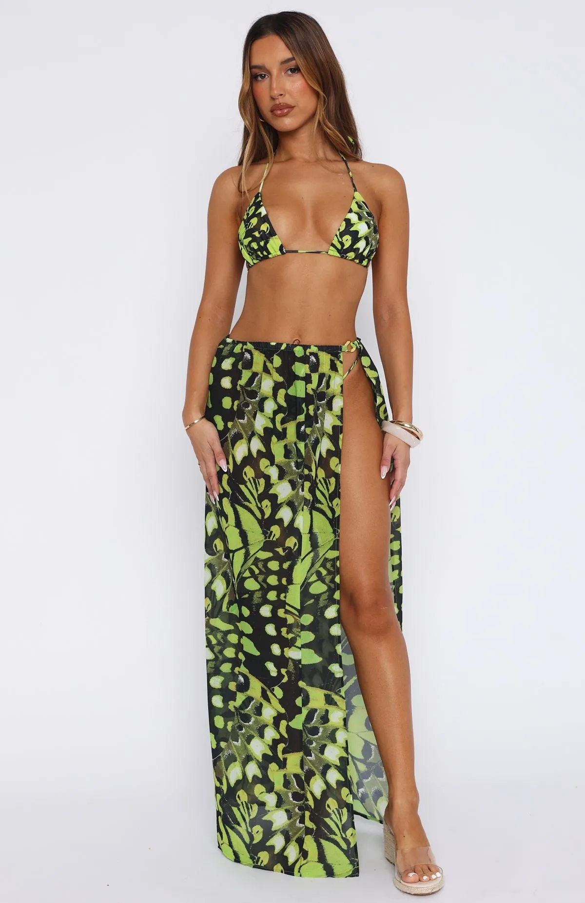 Tropical Life Sarong Lime Whisper Gathered waist