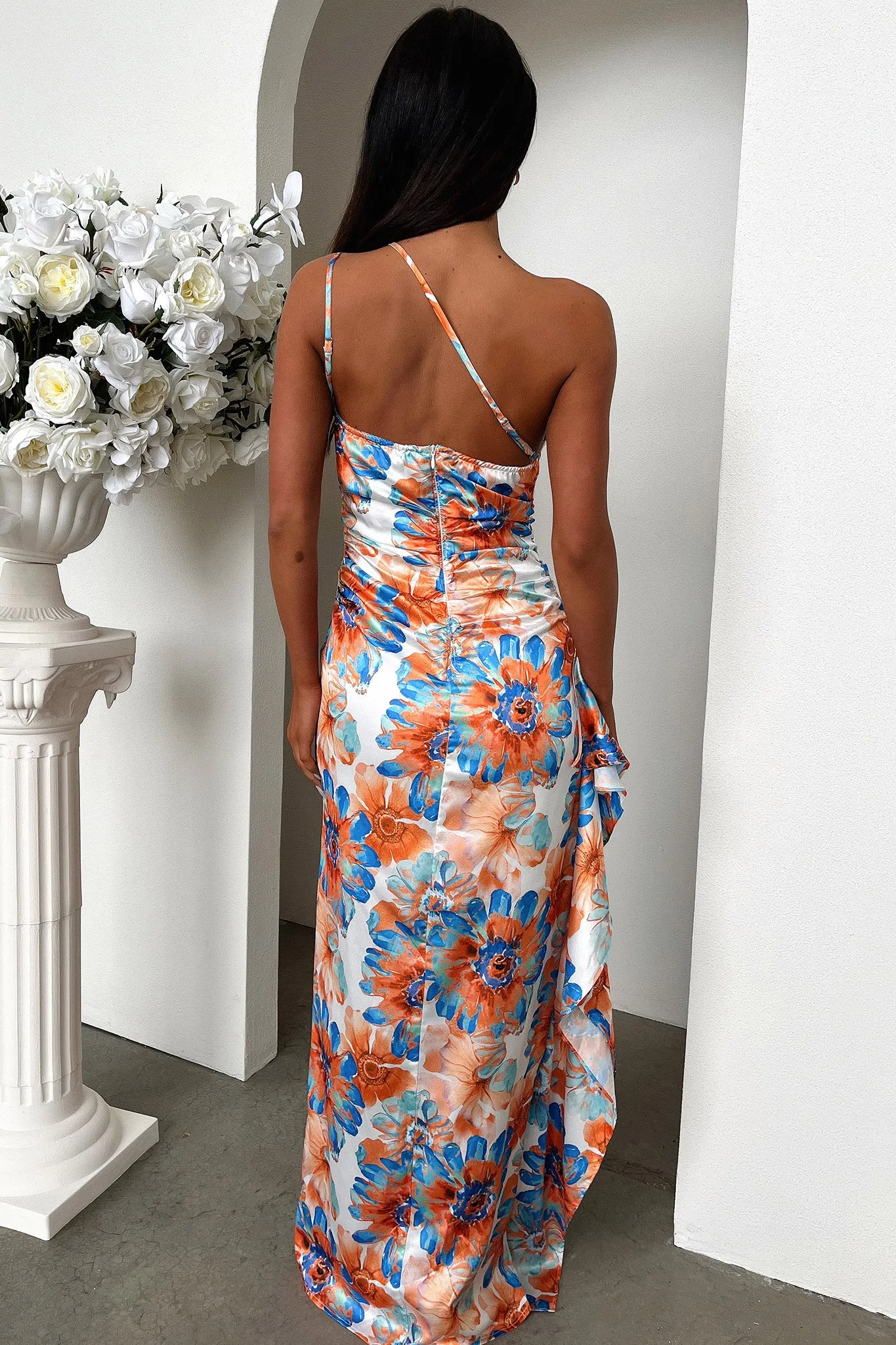 Tropical Pattern Elianna Maxi Dress - Blue Floral