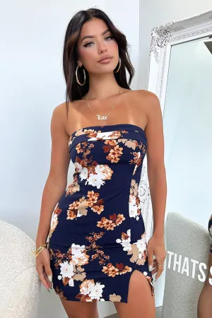 Charms Dress - Navy Floral Beat Warm Lightweight mini dress