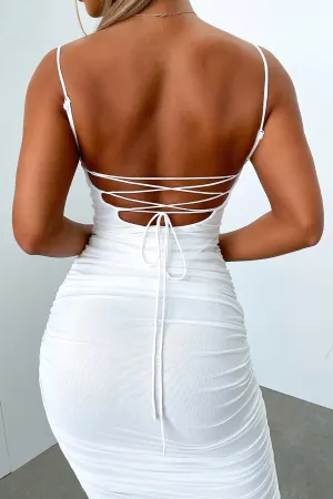 Elegant Mom Dress for warm weather Linda Midi Dress - White