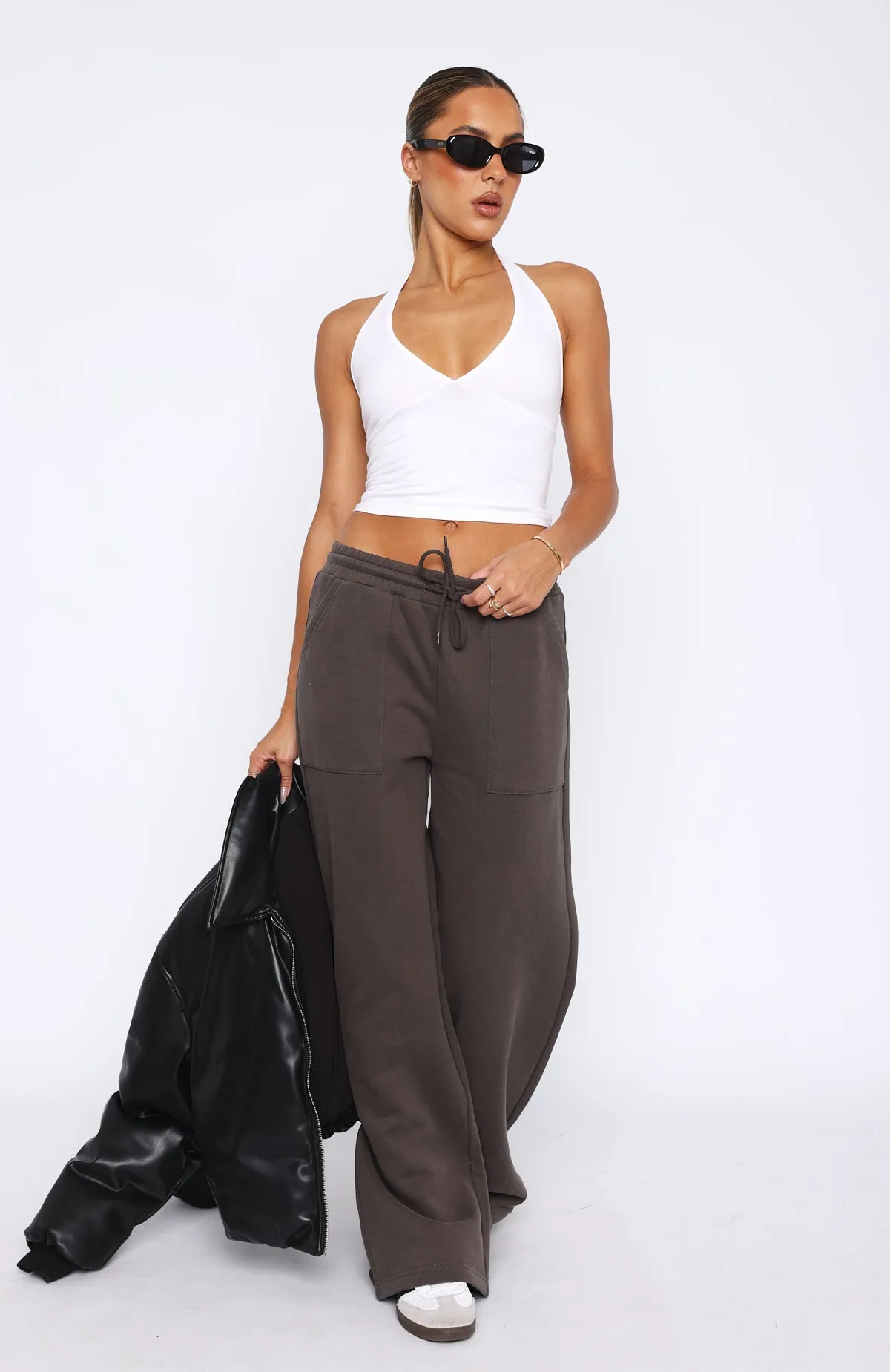Ultimate Wear You'd Love It Here Wide Leg Sweatpants Charcoal