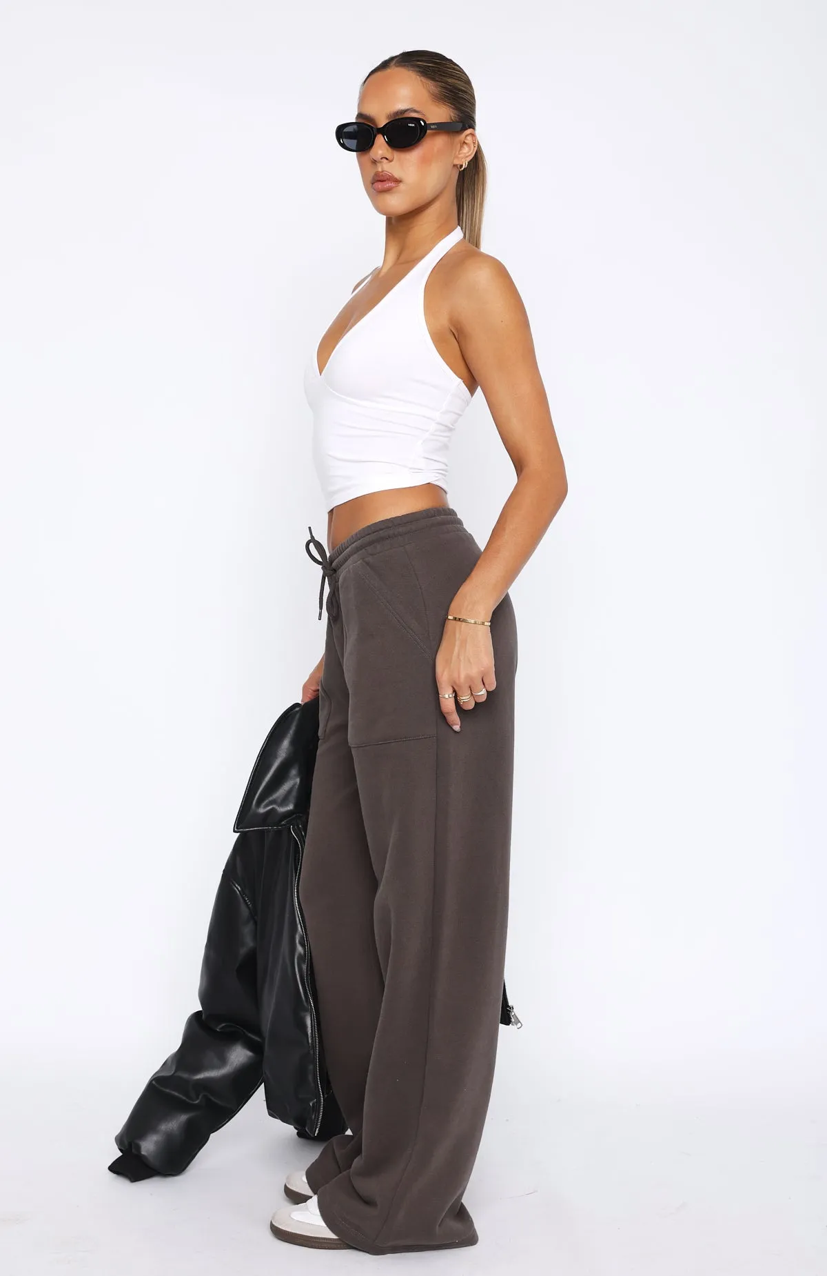 Ultimate Wear You'd Love It Here Wide Leg Sweatpants Charcoal