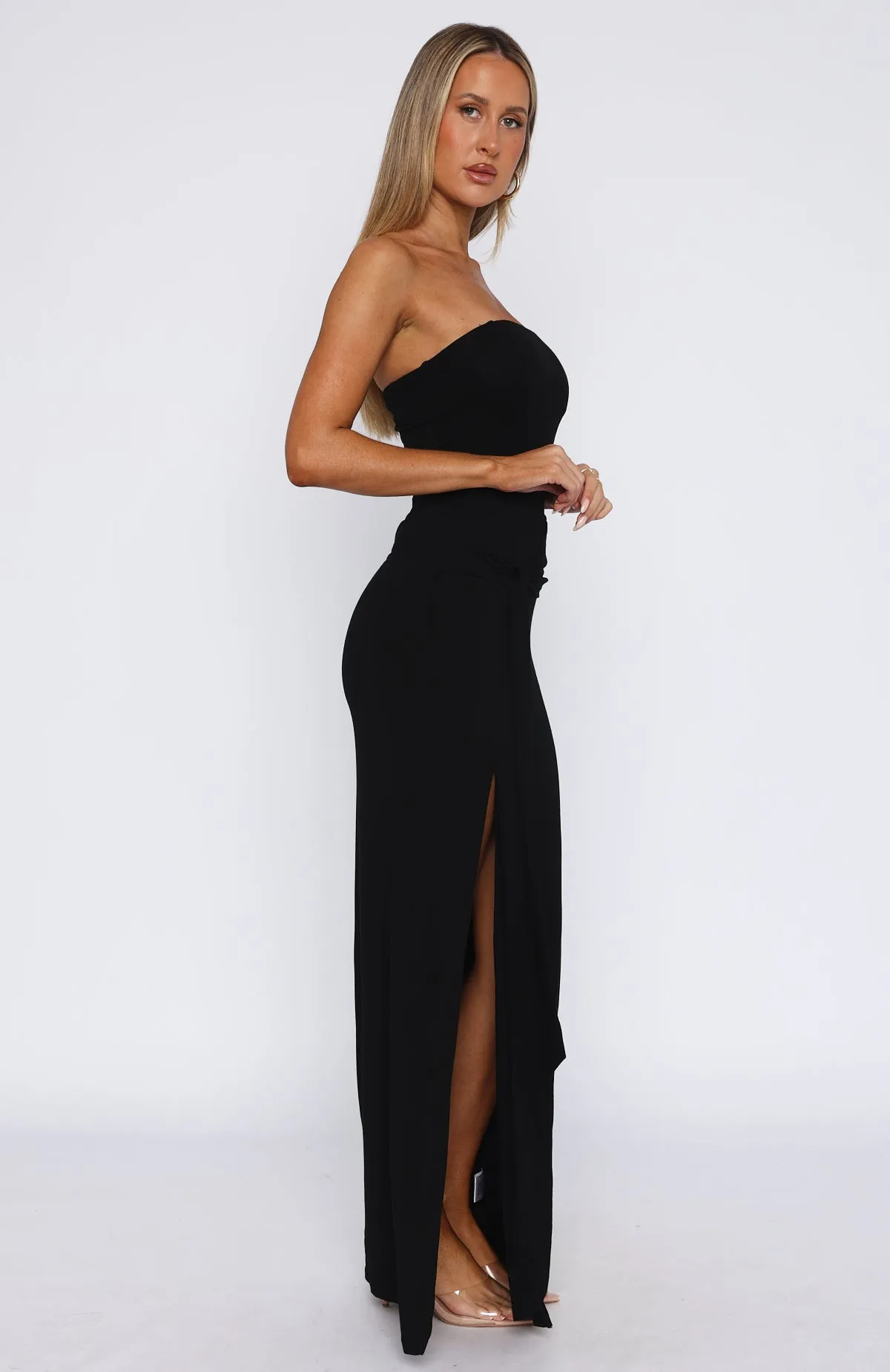 Unique Clothing Deep In My Heart Strapless Maxi Dress Black