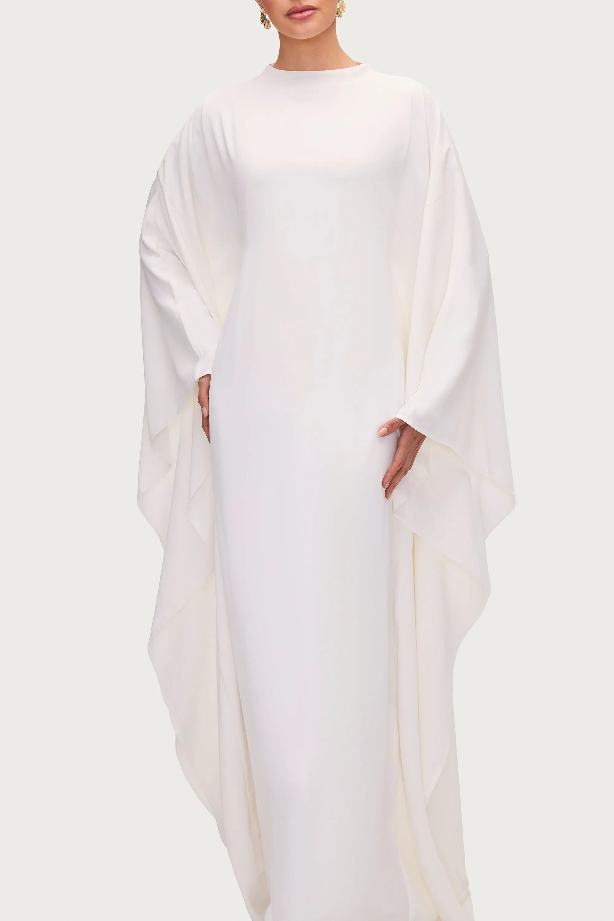 Unique Style Amira Butterfly Inner Tie Abaya Dress - White