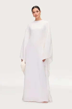 Mood Glow Comfortable Shape Amira Butterfly Inner Tie Abaya Dress - White