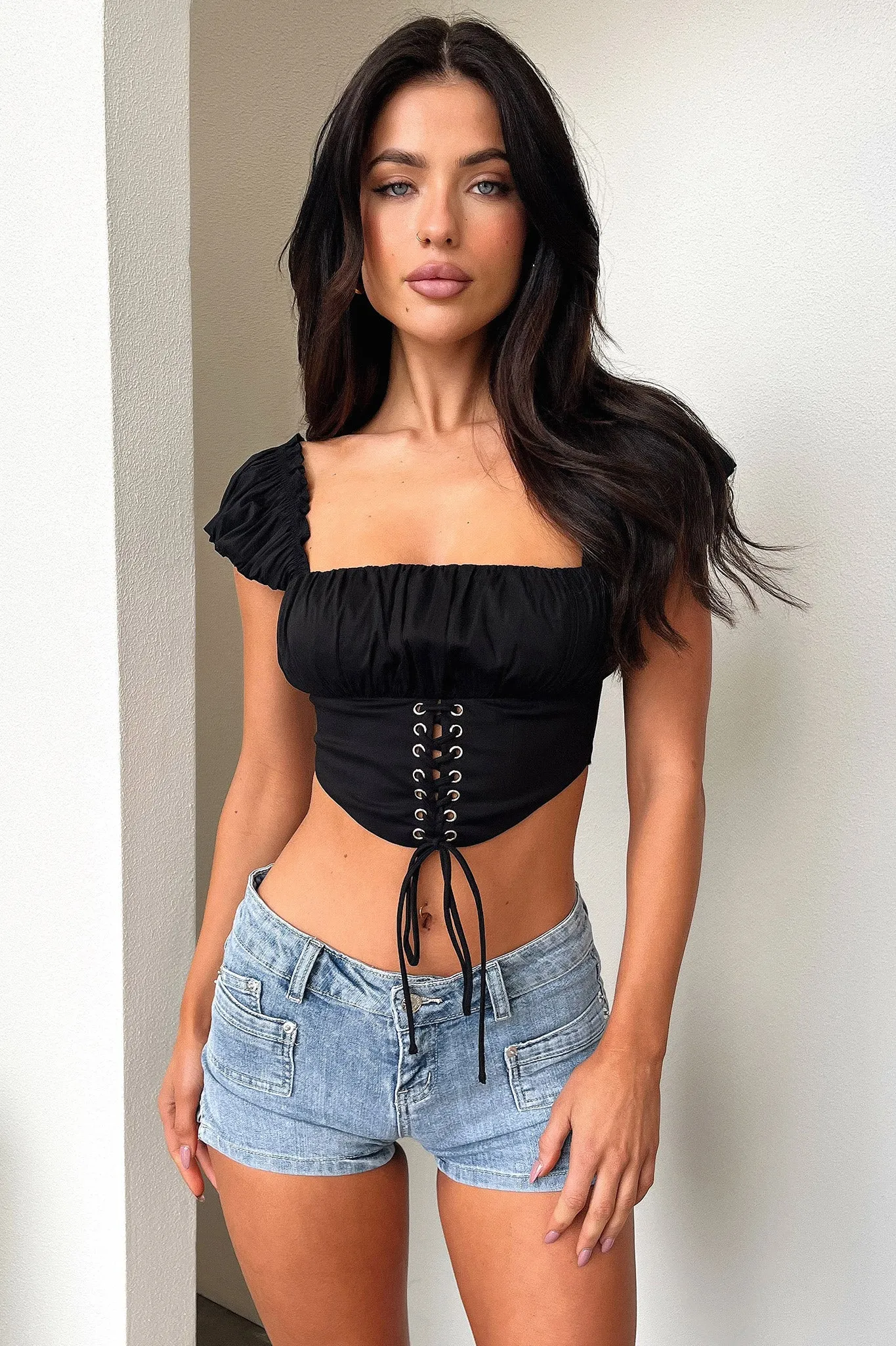 Maci Crop - Black surveillance Color - coordinated