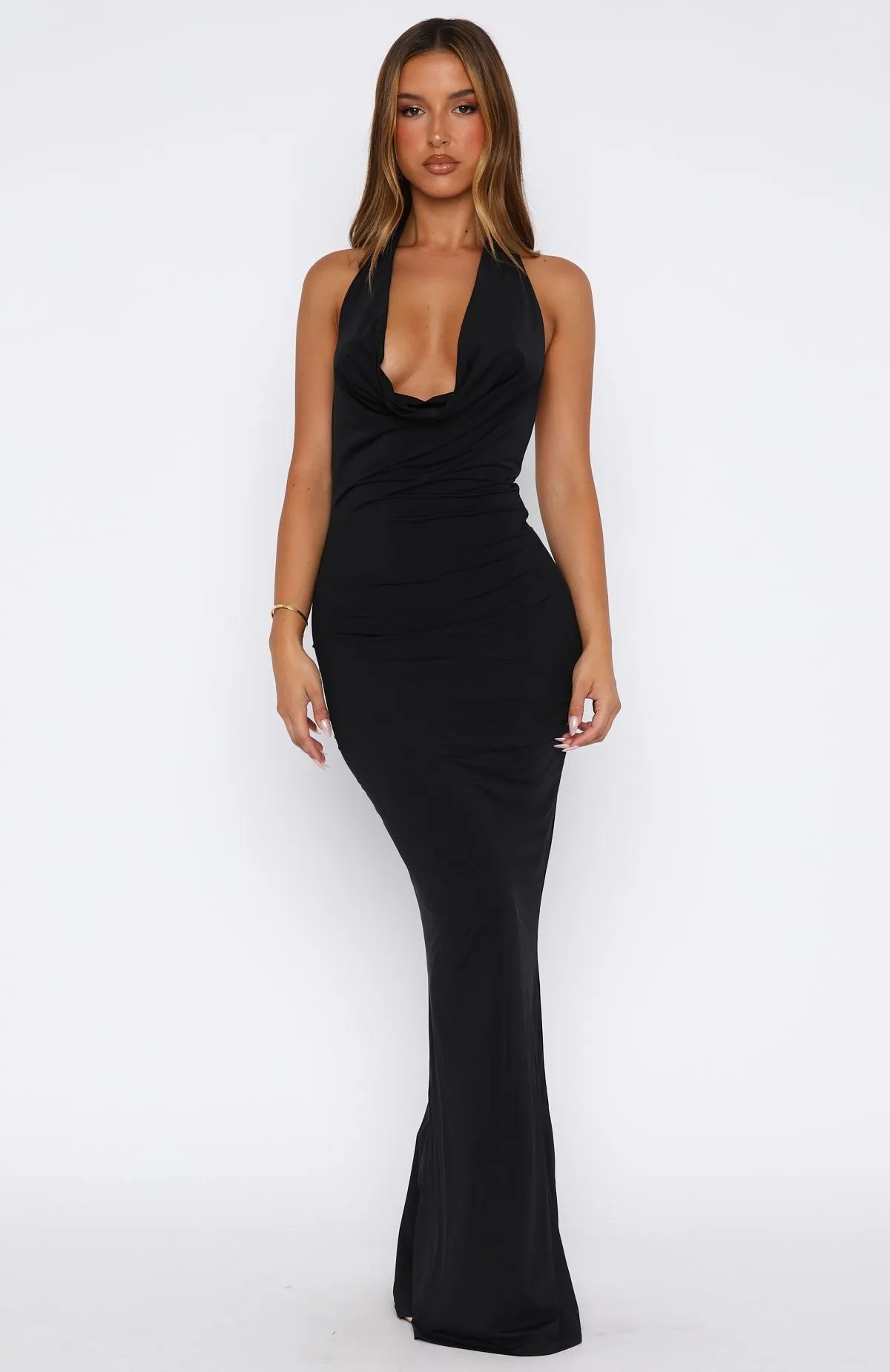 Vacation Time Maxi Dress Black Drawstring closure
