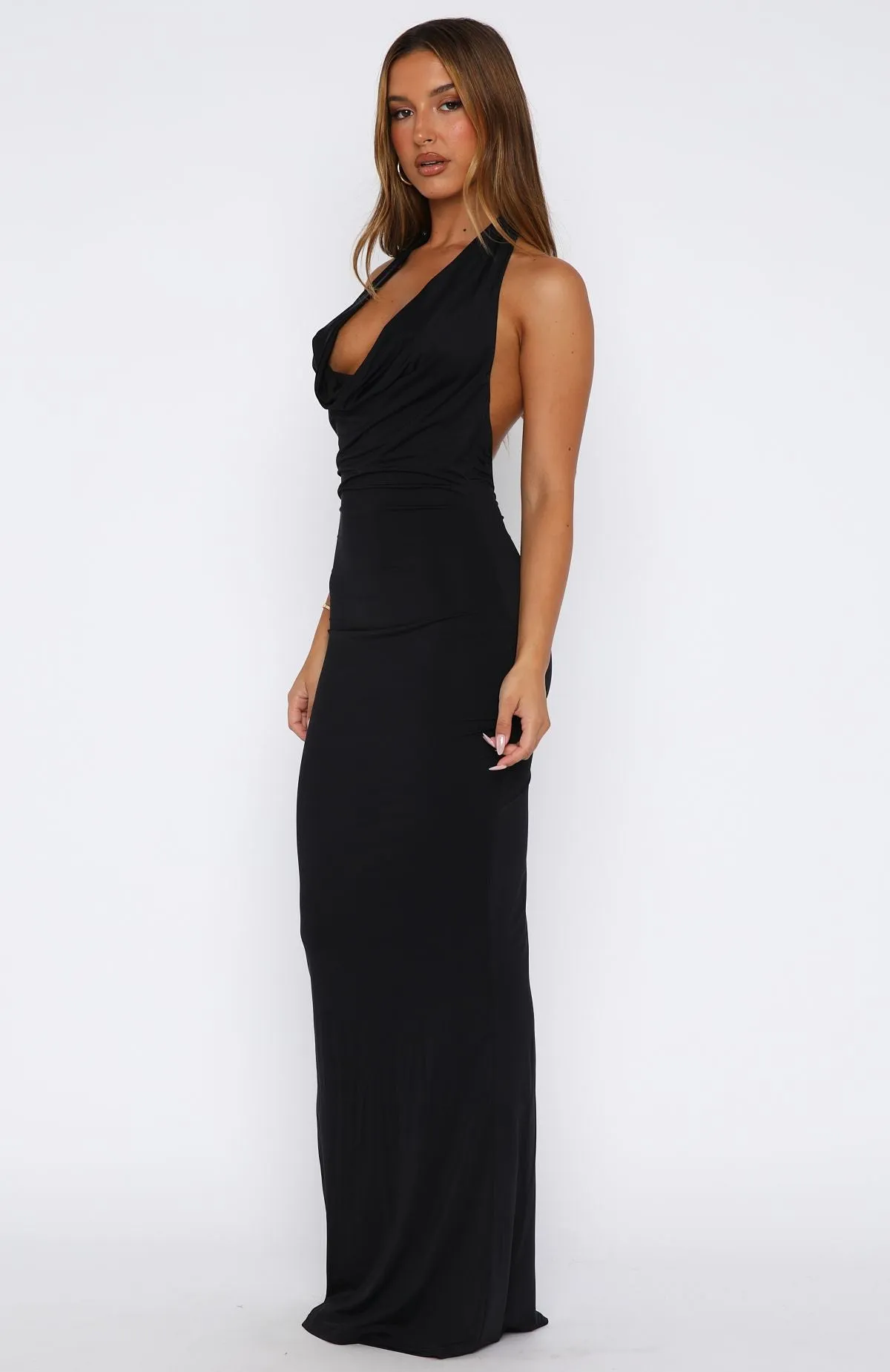 Vacation Time Maxi Dress Black Drawstring closure