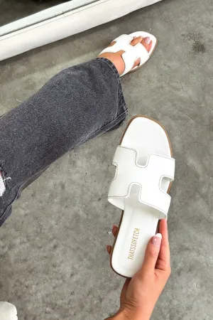 Valia Slides - White Bold colors Water-resistant