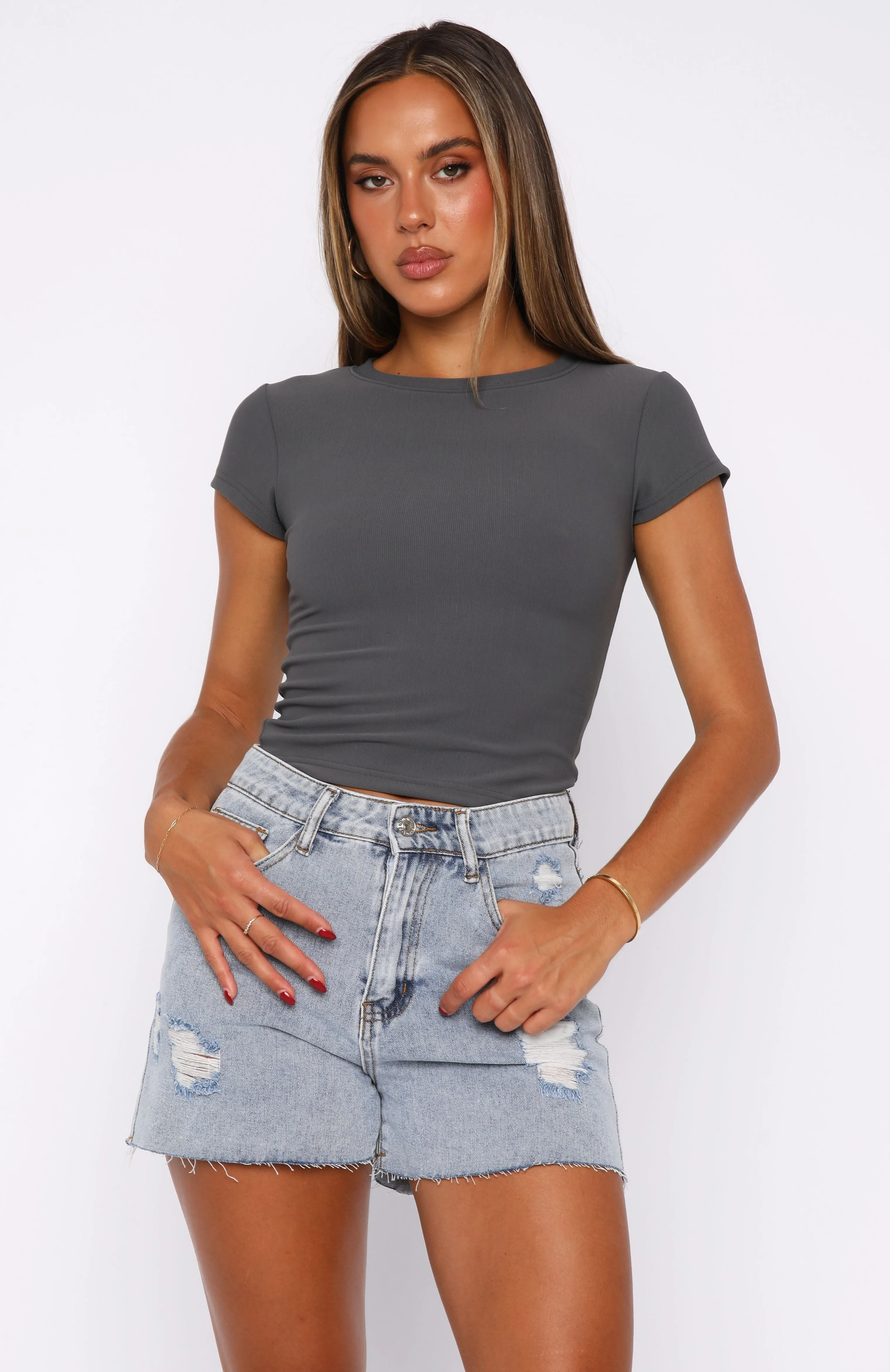 Vera Denim Shorts Light Blue Vintage Aged