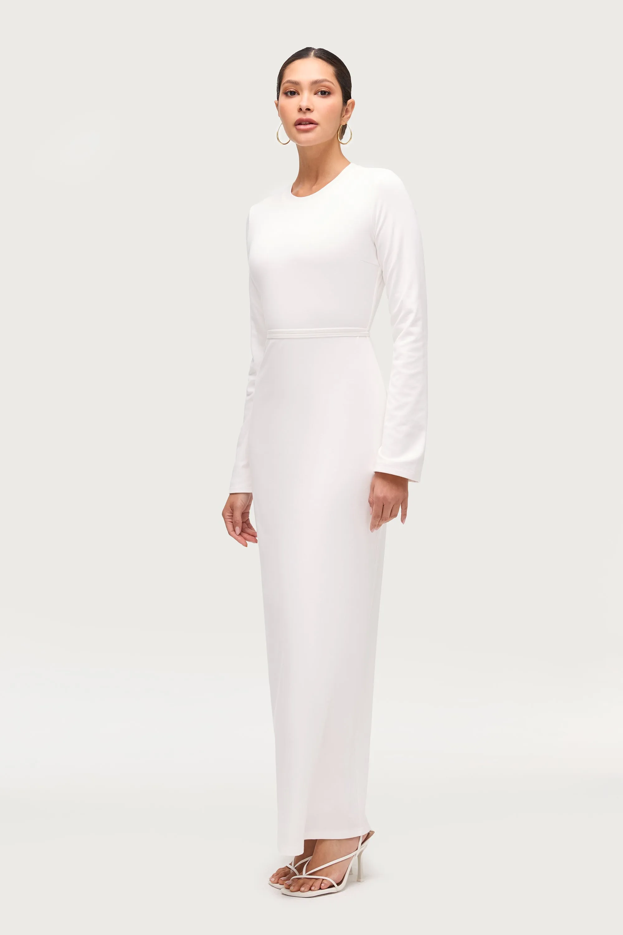 Versatile Attire Ribbed Cotton Maxi Dress - White