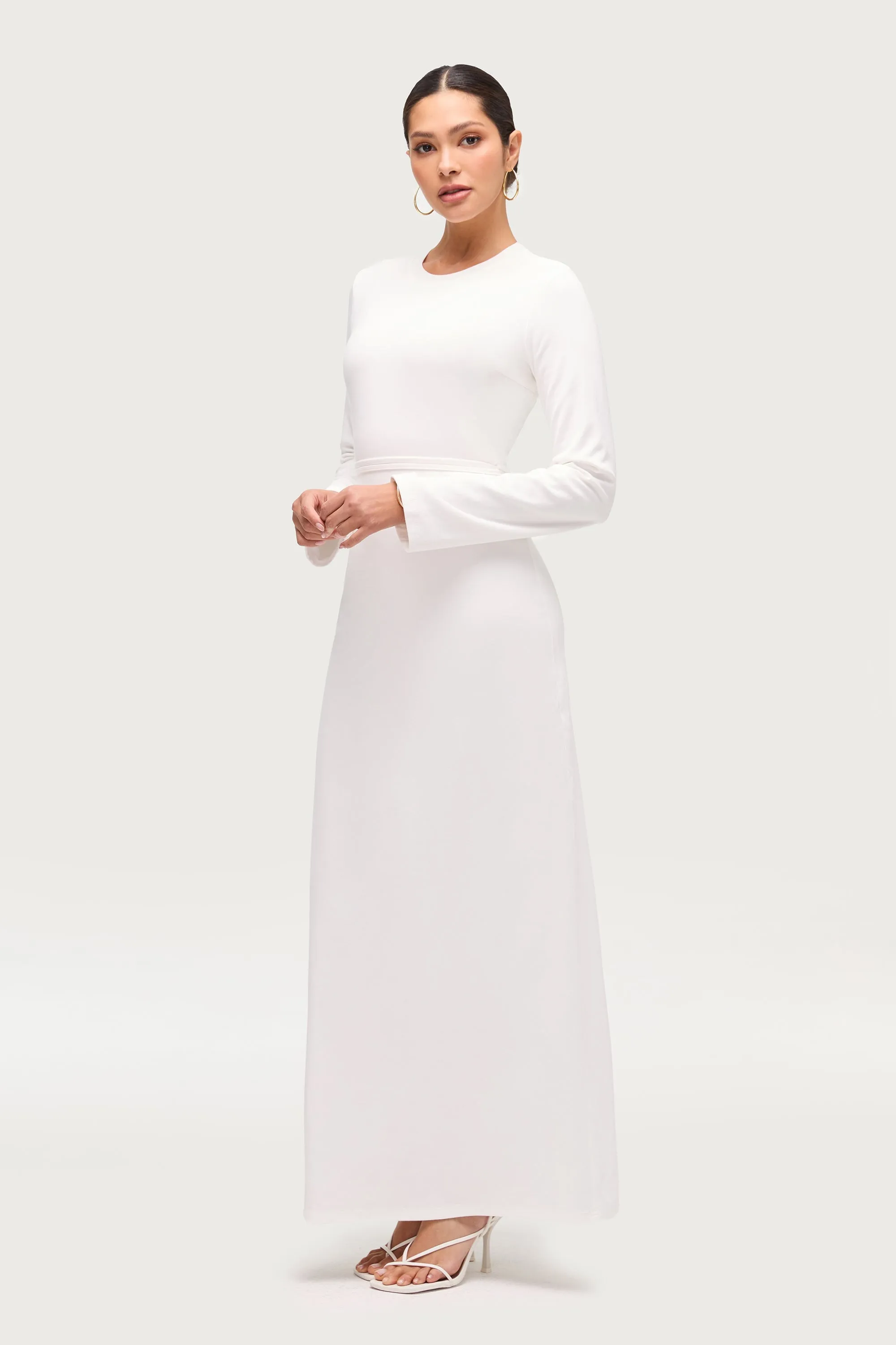 Versatile Attire Ribbed Cotton Maxi Dress - White