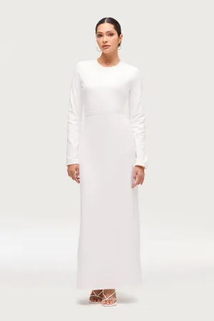 Relaxed Mood Fold-Over-Detail Ribbed Cotton Maxi Dress - White