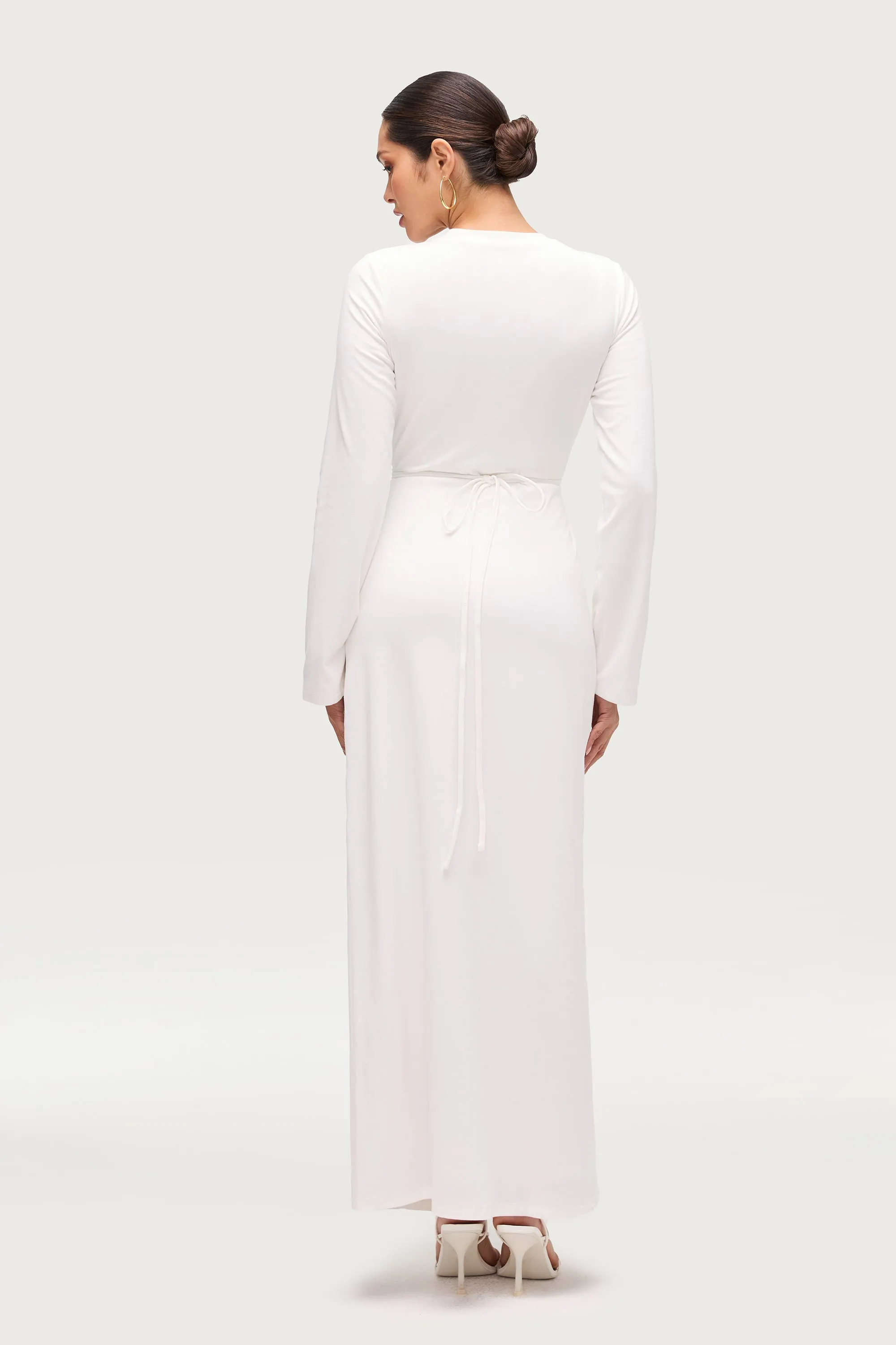 Versatile Attire Ribbed Cotton Maxi Dress - White