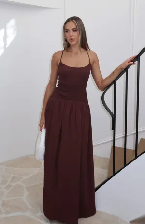 Relax Motion Too Many Questions Maxi Dress Chocolate