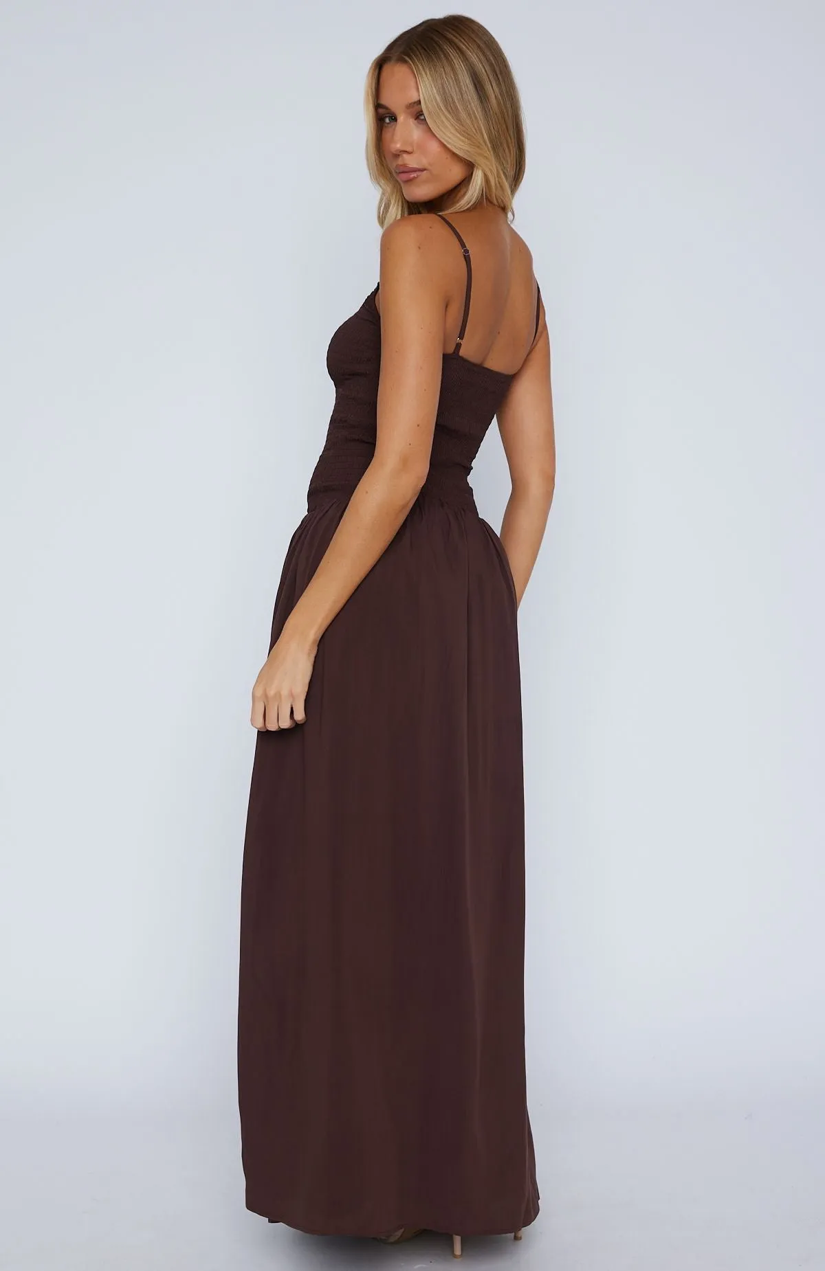 Versatile Clothing Too Many Questions Maxi Dress Chocolate