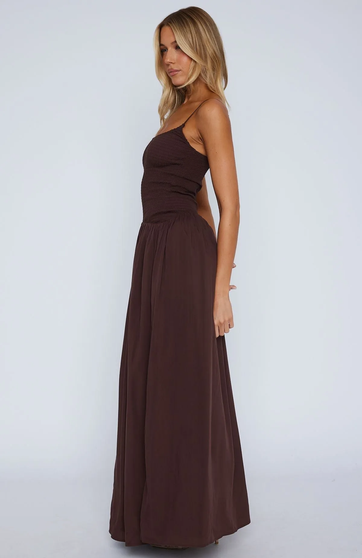 Versatile Clothing Too Many Questions Maxi Dress Chocolate
