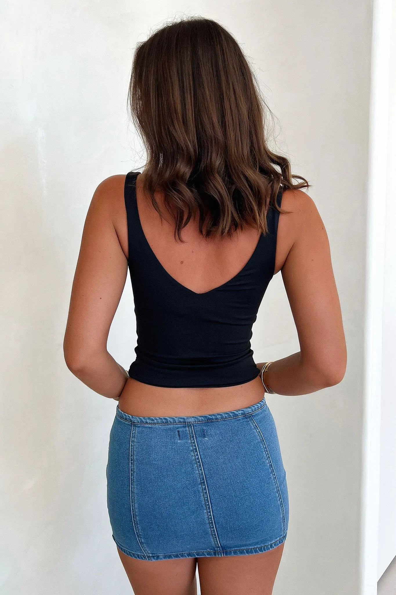 Vintage Glam Rosetta Mini Denim Skirt - Light Blue