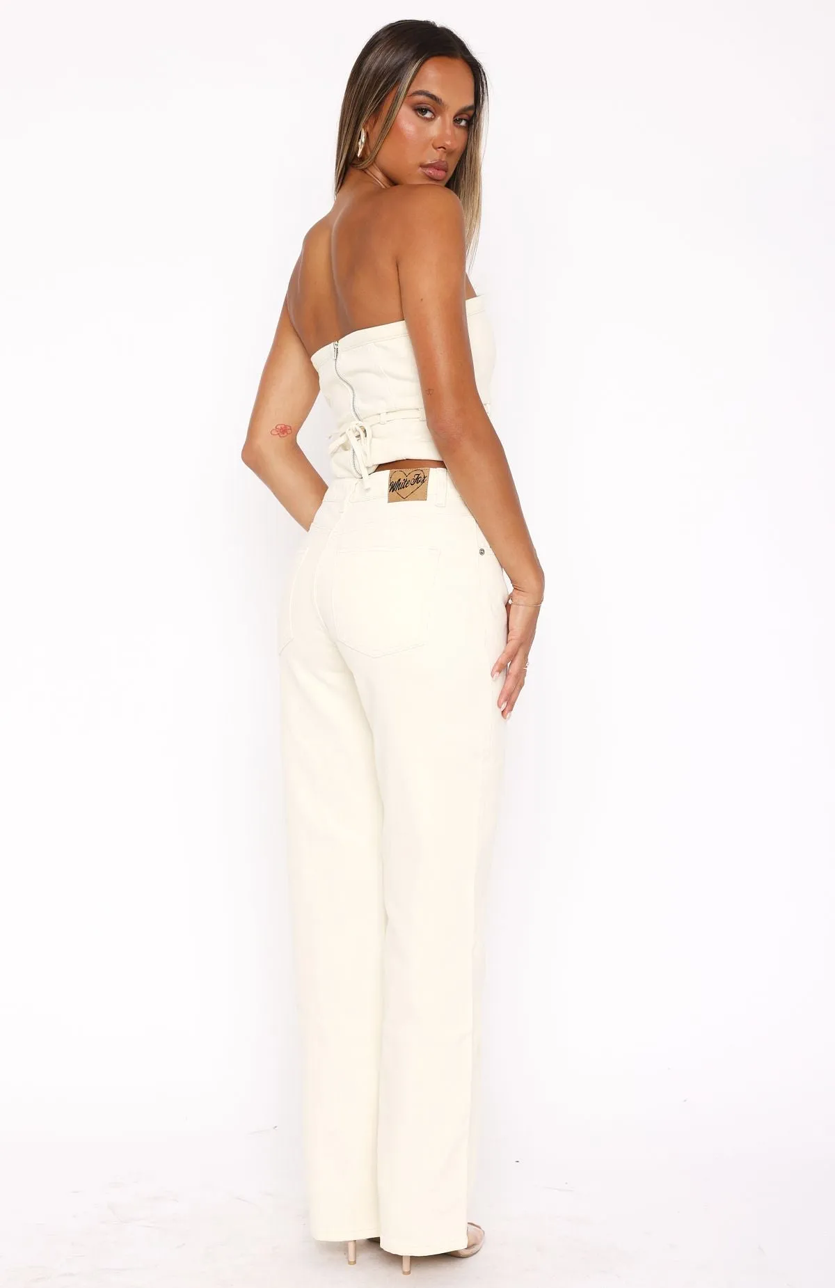 Vintage Trend Leah Low Rise Straight Leg Jeans Cream