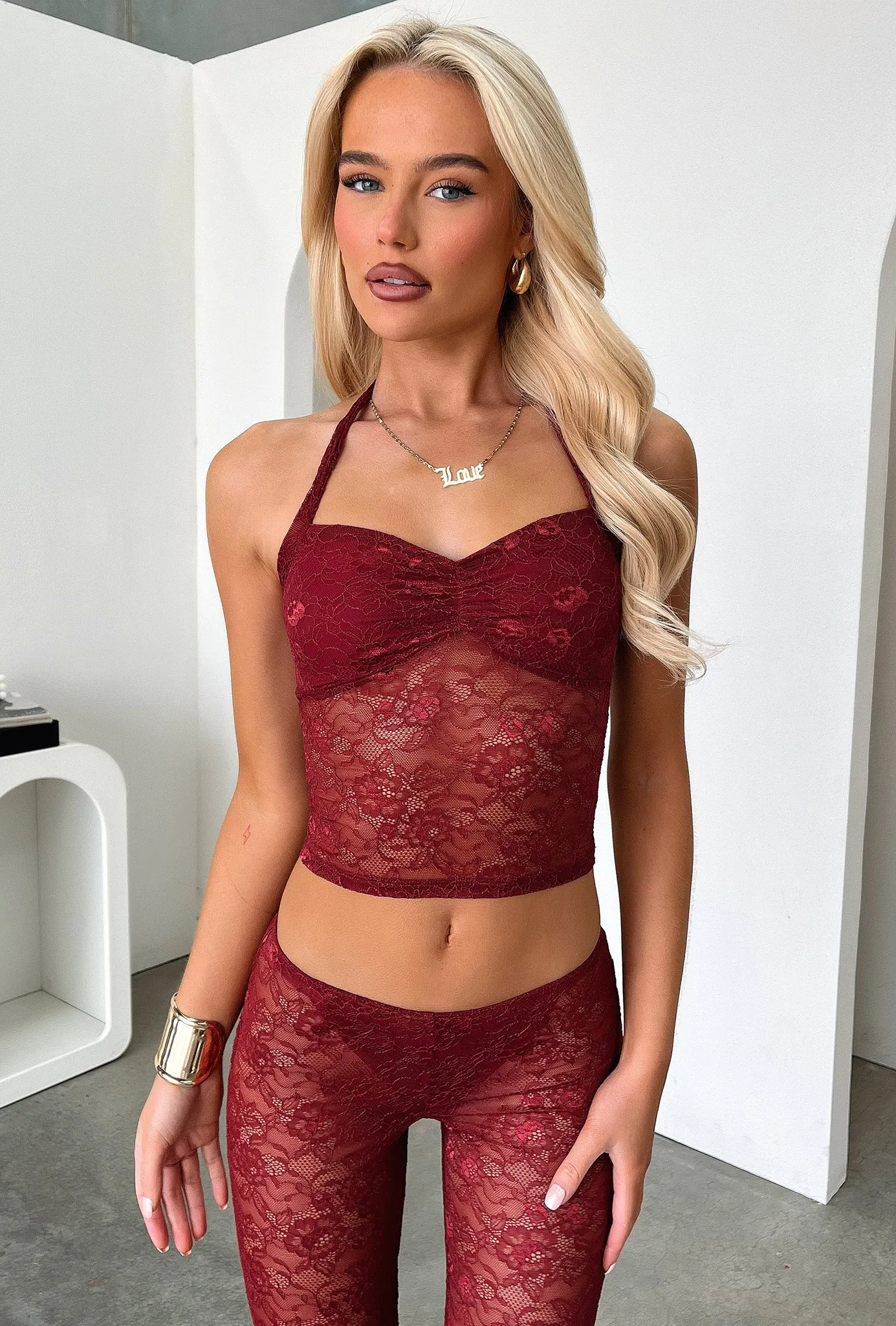 Warm Fabric Melina Pants - Burgundy