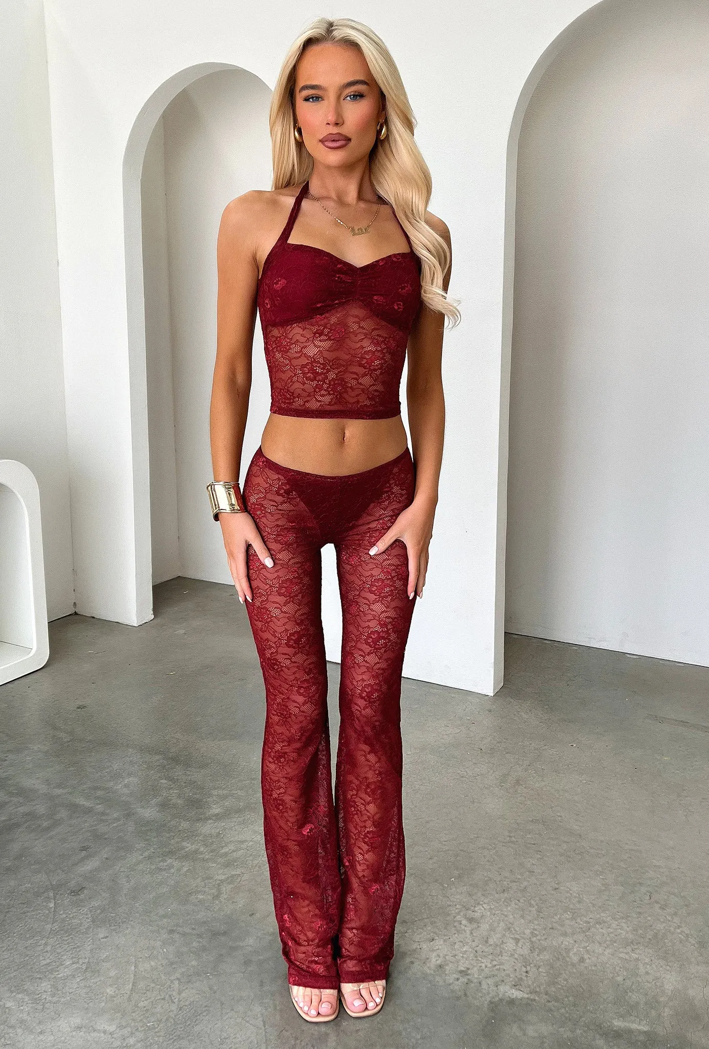 Warm Fabric Melina Pants - Burgundy