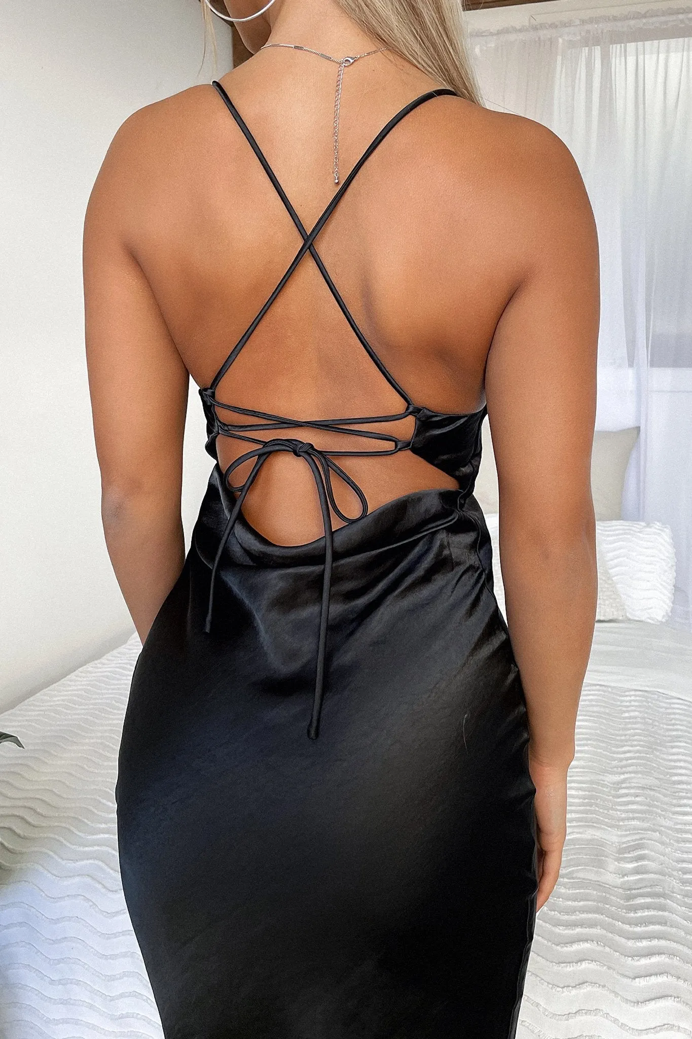 Ways Midi Dress - Black Fringe Hem