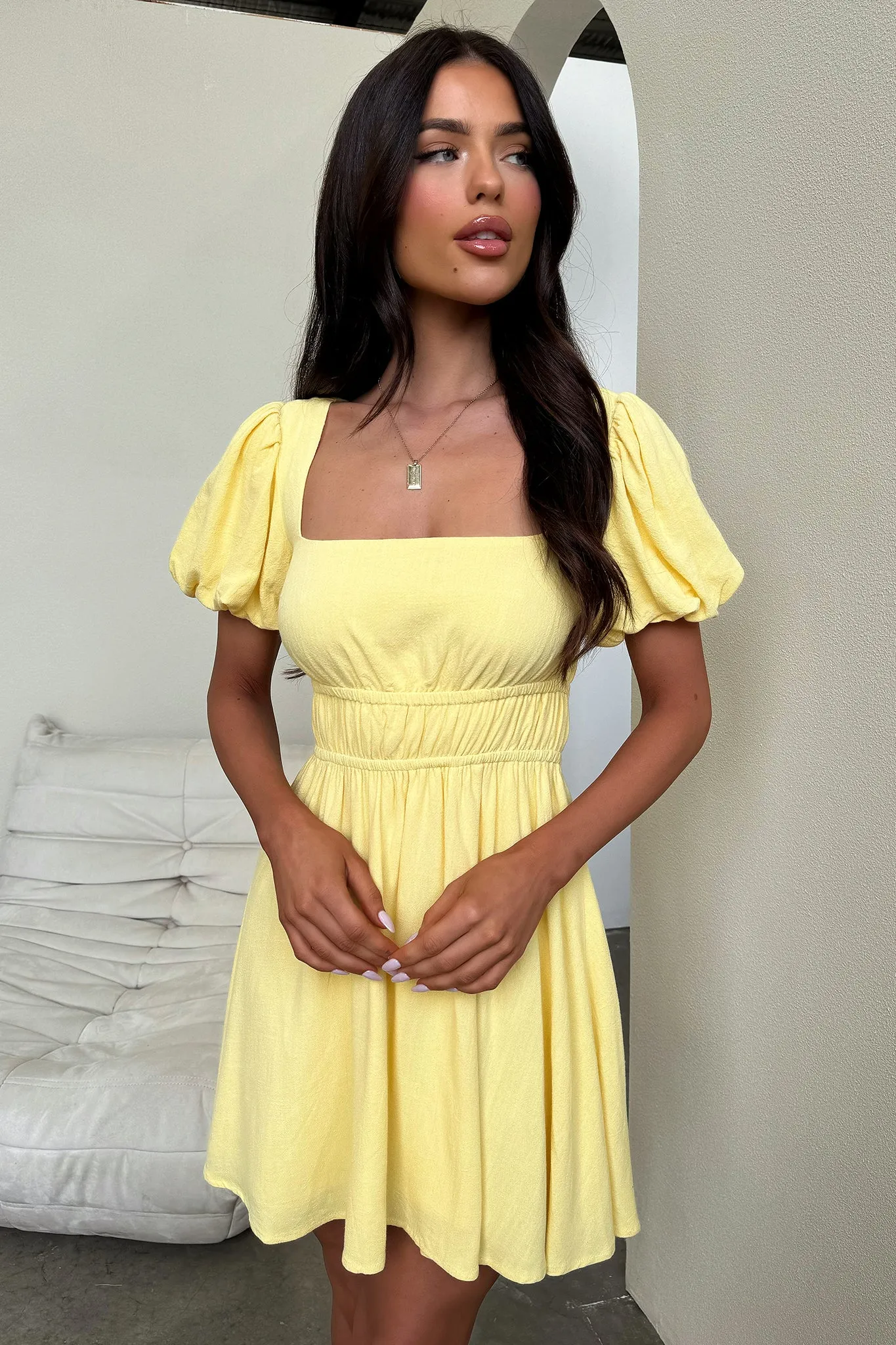 Whitney Dress - Baby Yellow Golden Glow
