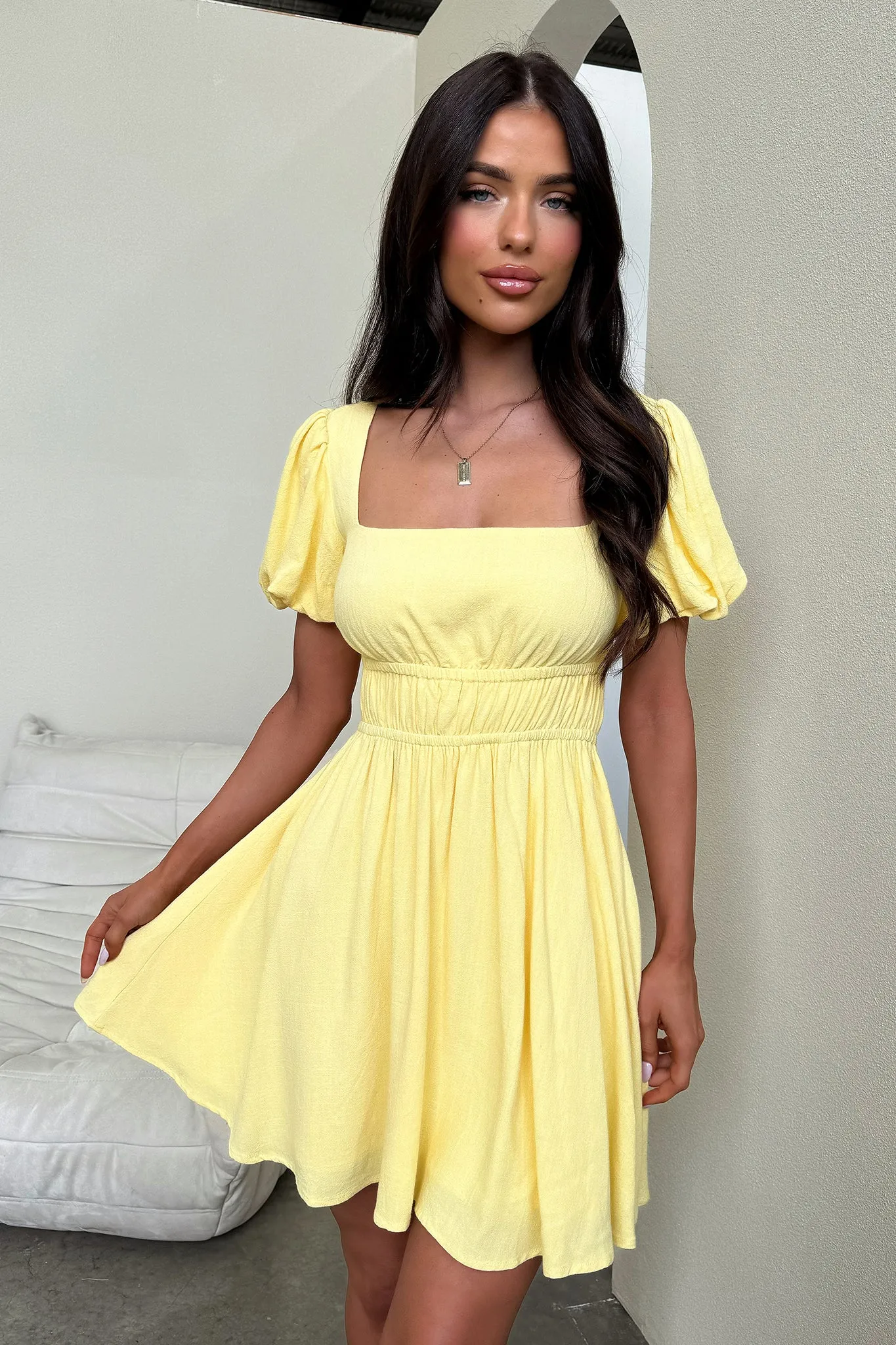 Whitney Dress - Baby Yellow Golden Glow