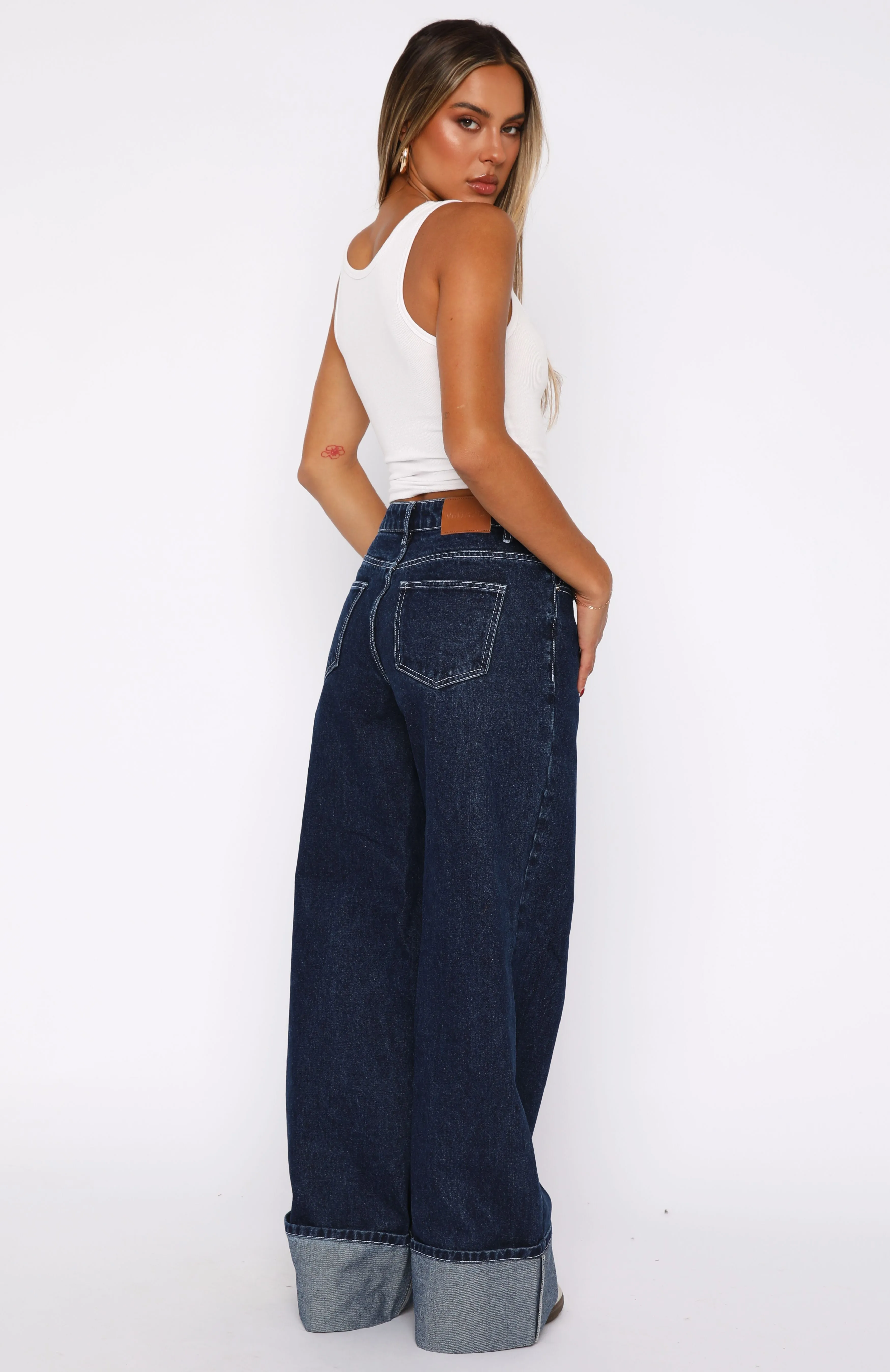 Wide-Leg Slimming Charlotte Mid Rise Wide Leg Jeans Dark Indigo