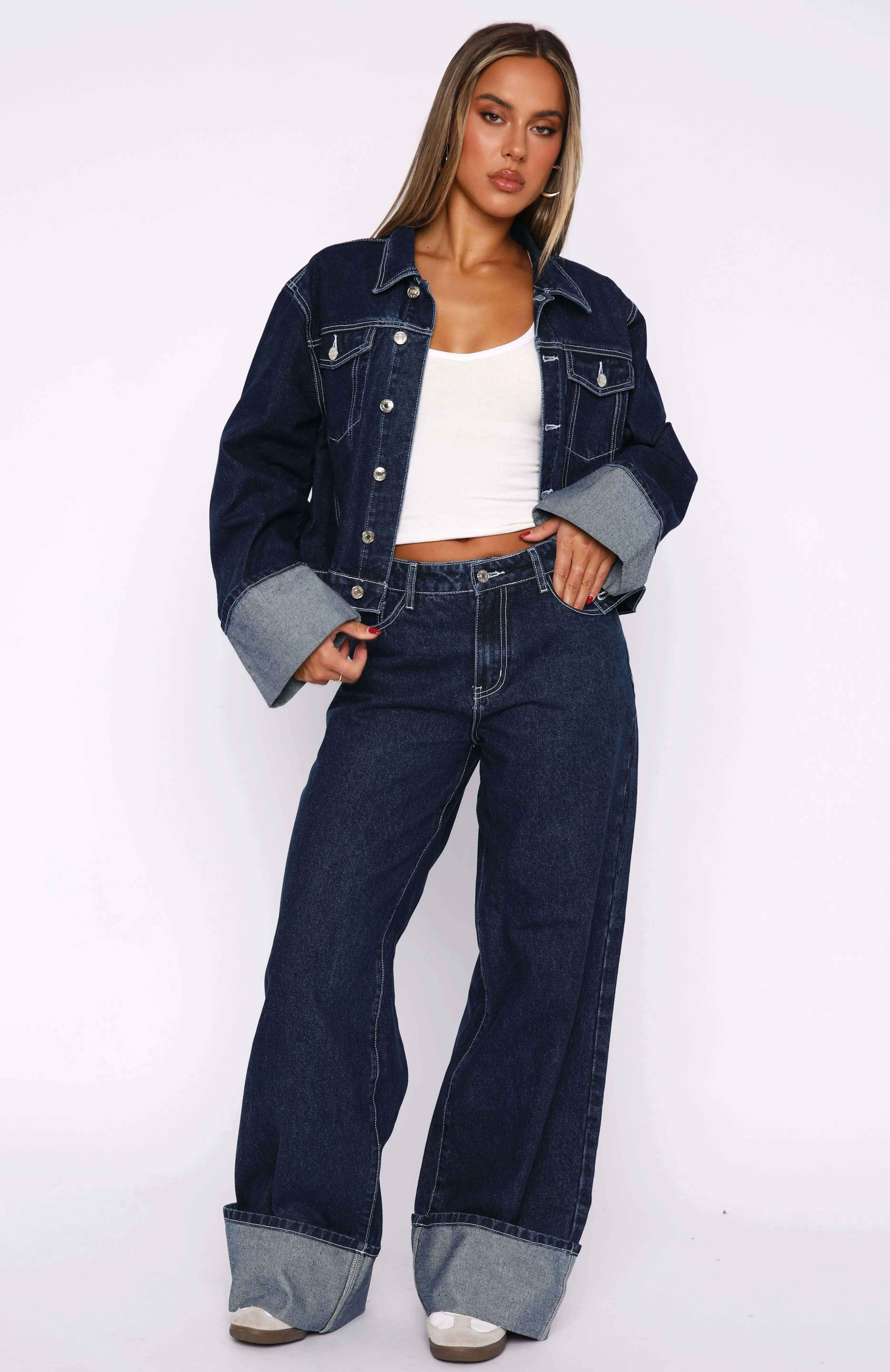 Wide-Leg Slimming Charlotte Mid Rise Wide Leg Jeans Dark Indigo