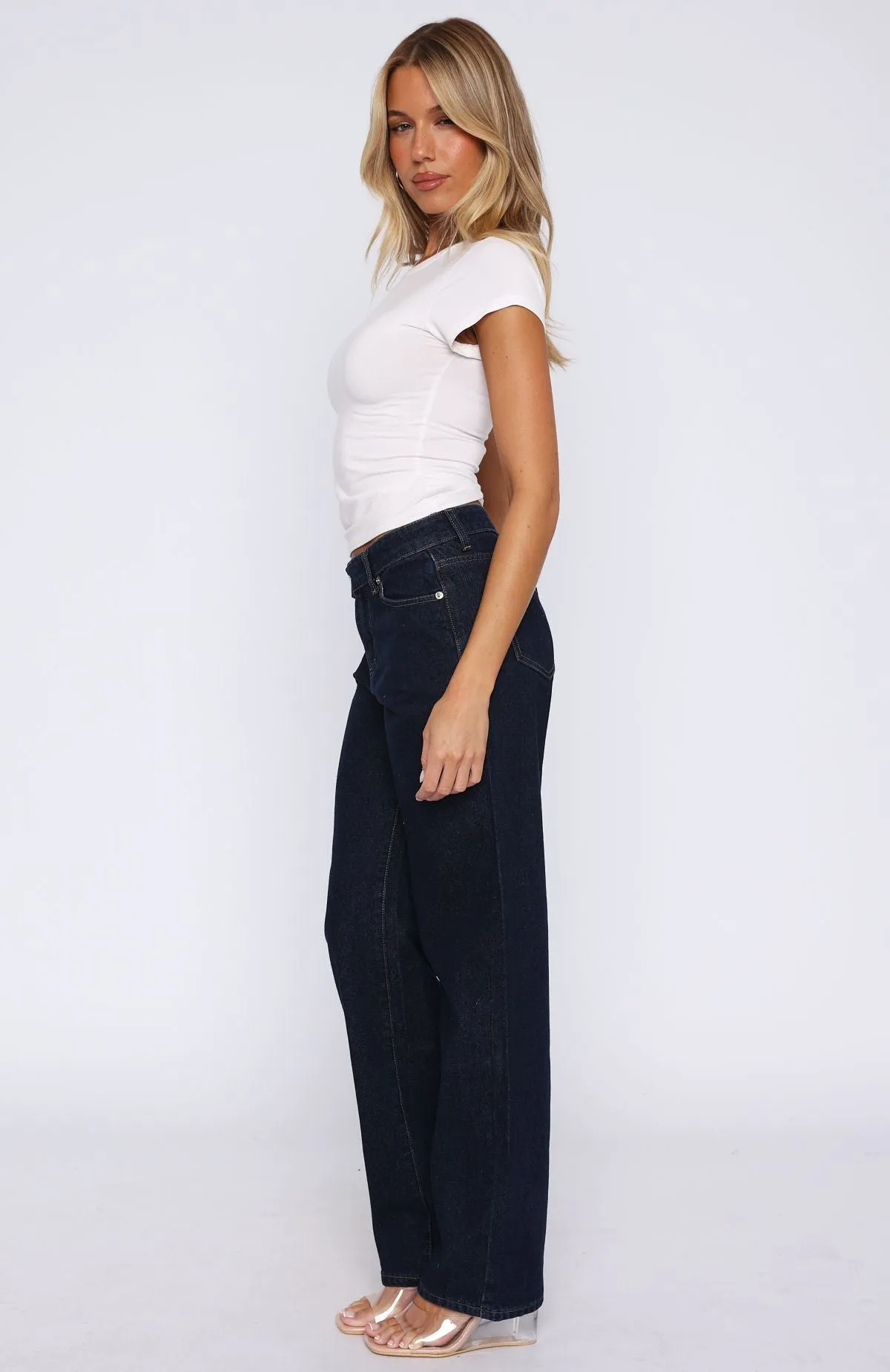 Winter Warm Bethany Mid Rise Straight Leg Jeans Indigo